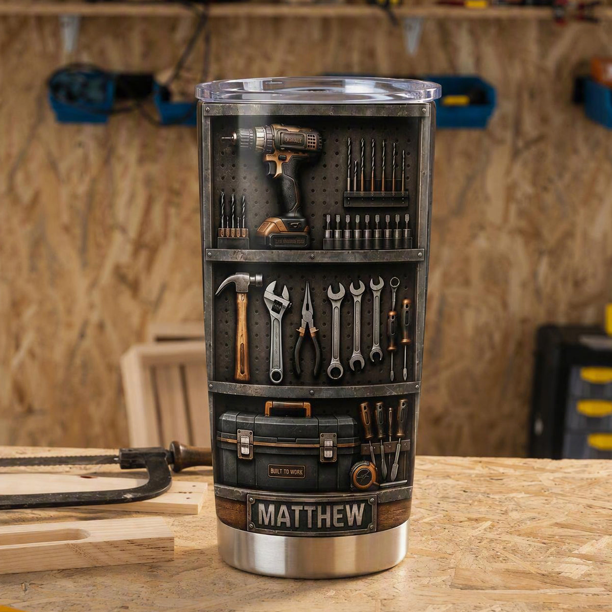 Hard Work Never Stops - Personalized Handyman Tumbler