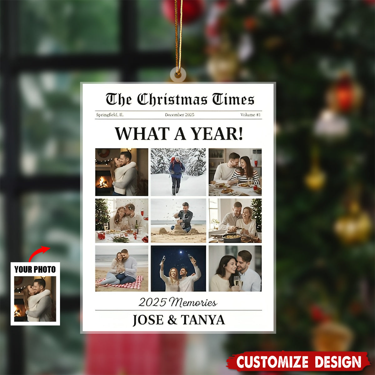 Personalized Newspaper Ornament – Custom Image What A Year For Couple Gifts