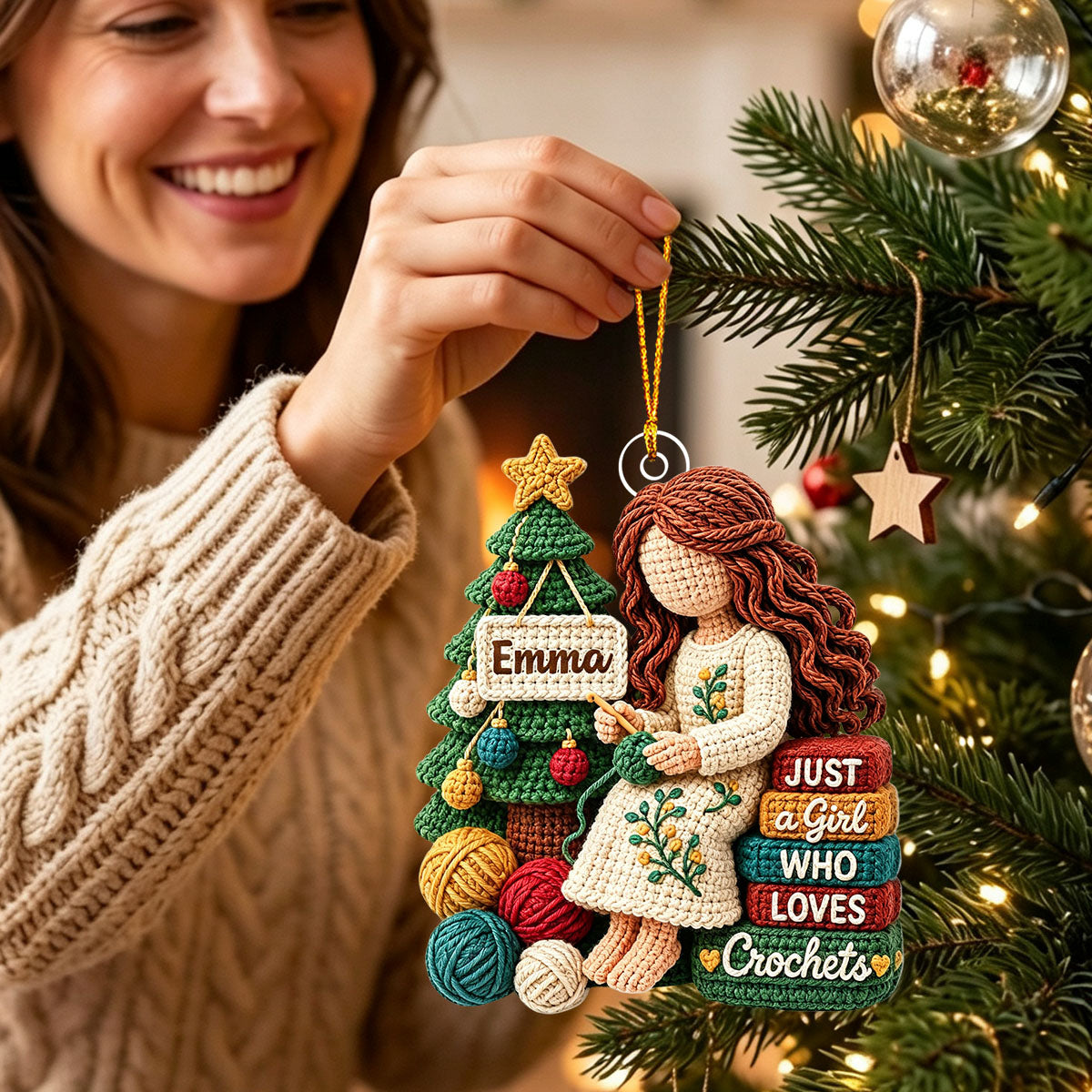Custom Yarn Acrylic Ornament - Personalized Christmas Birthday Gifts For Crochet Knitting Lovers