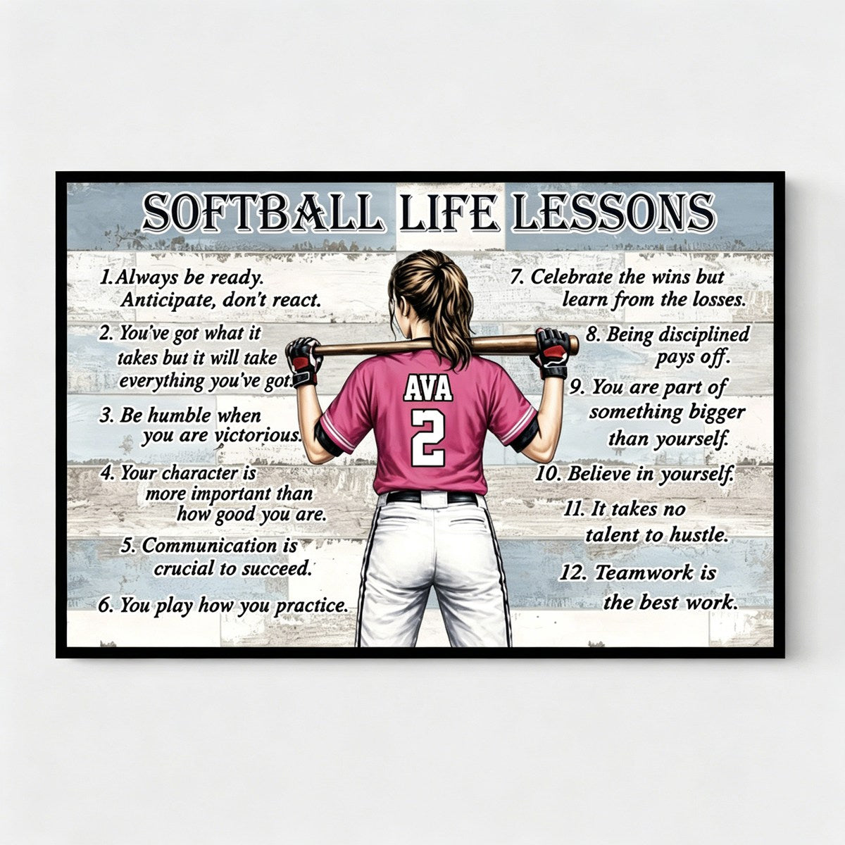 Personalized Baseball &amp; Softball Life Lessons Poster - Gift for Sports Families