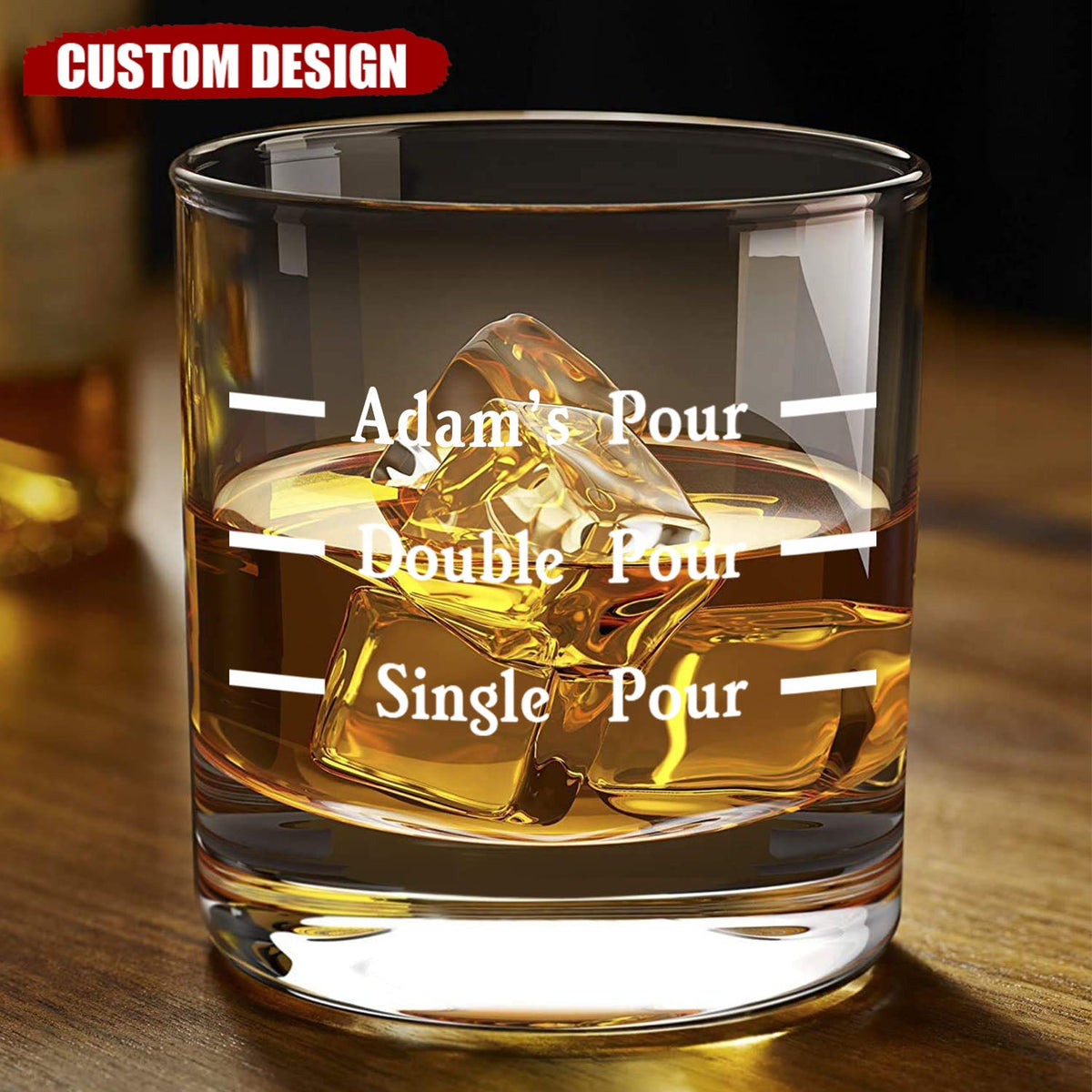 Personalized Pour Line Whiskey Glass - Father&#39;s Day Gift for Dad and Husband