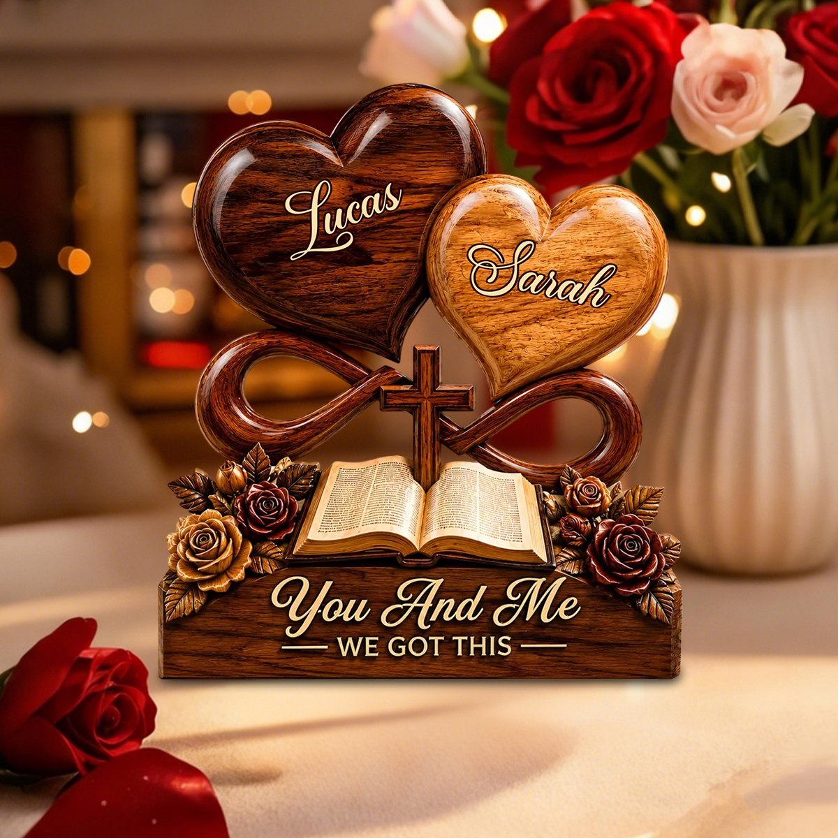 God Blessed Our Love - Personalized Wooden Plaque