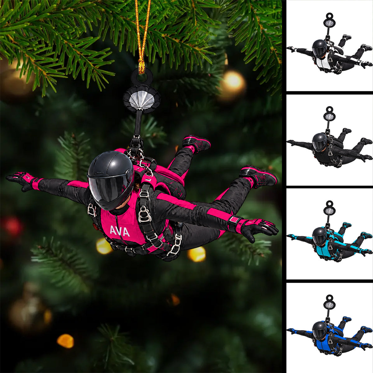 Personalized Custom Skydiver Christmas Ornament, Gift For Parachutist
