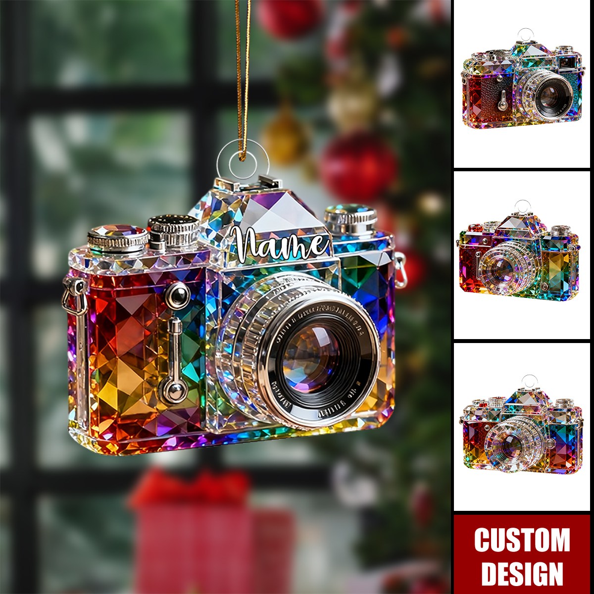 Personalized Camera Crystal Ornament