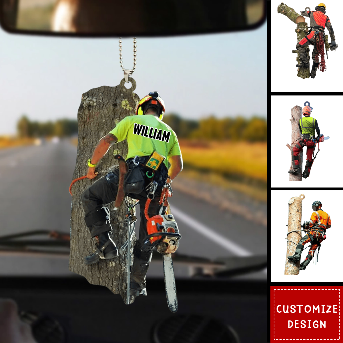 Personalized Arborist Car Hanging Ornament