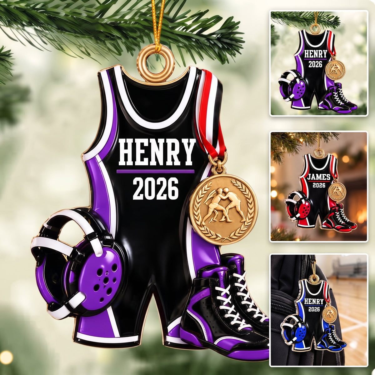 Personalized Wrestling Things Acrylic Ornament, Wrestling Lovers Gift