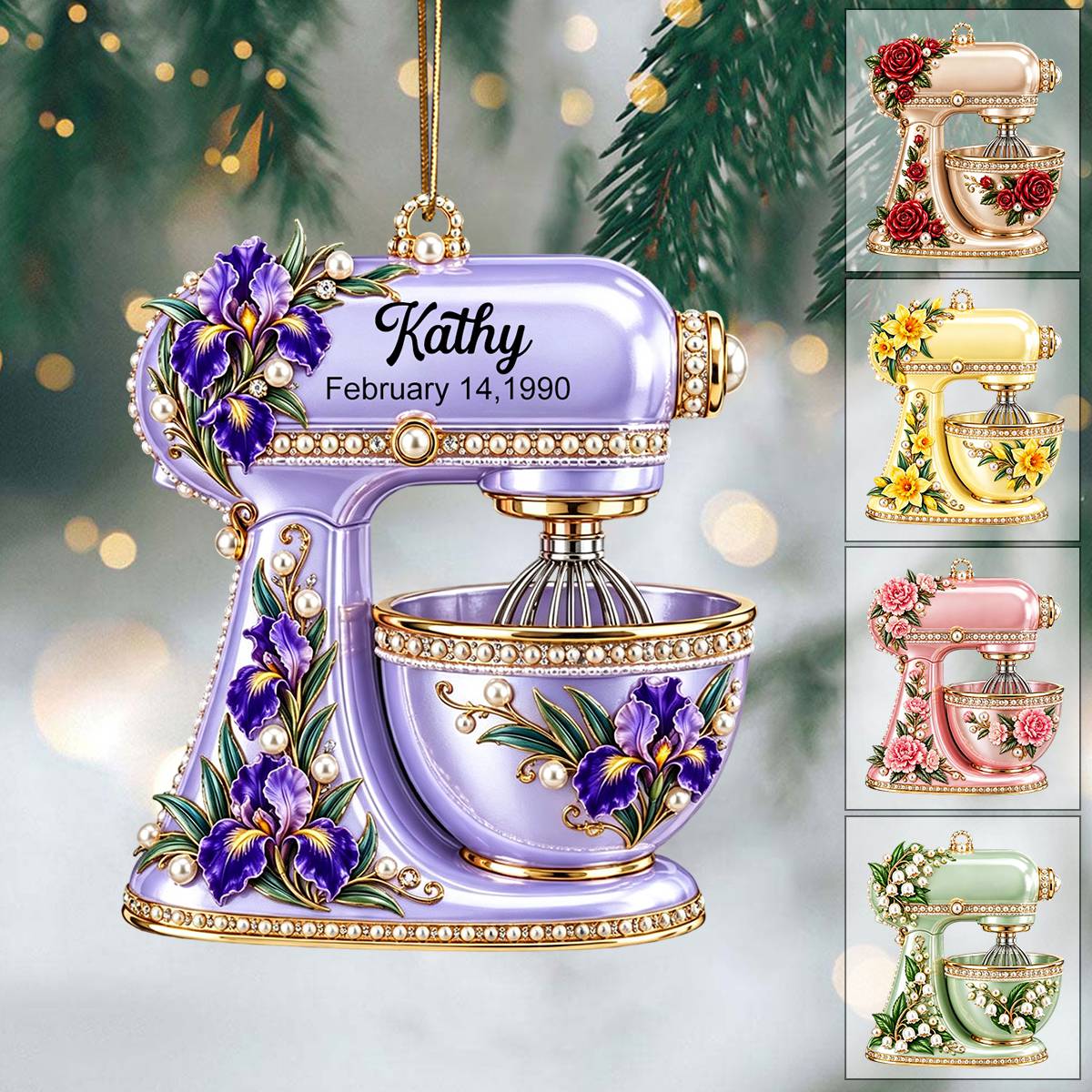 Birth Month Flower Baking Mixer Ornament - Personalized Christmas Gifts For Baking Lovers