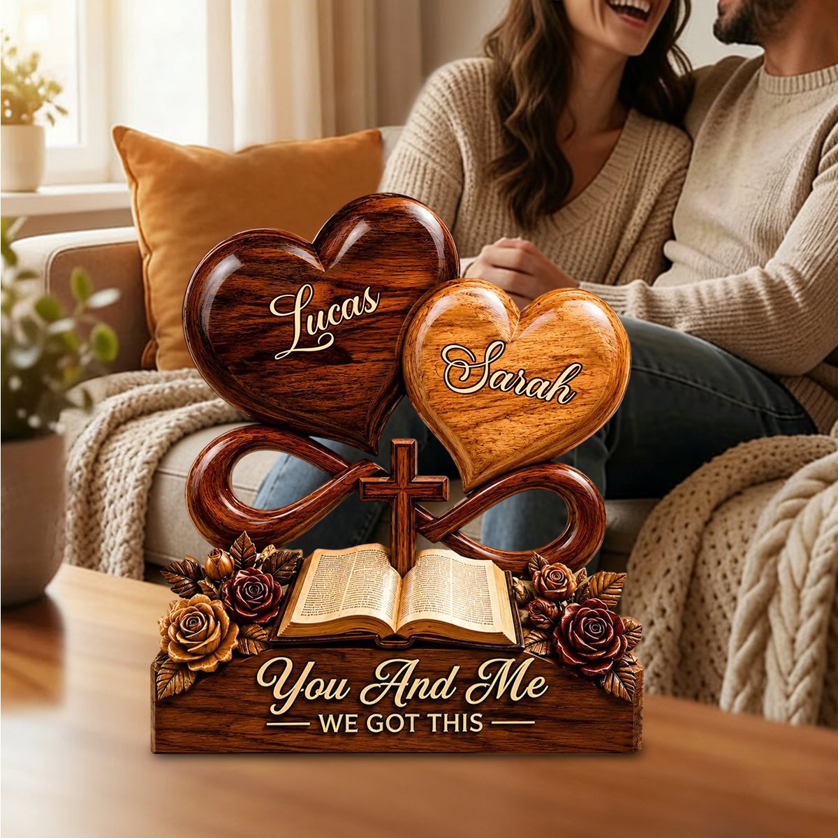 God Blessed Our Love - Personalized Wooden Plaque