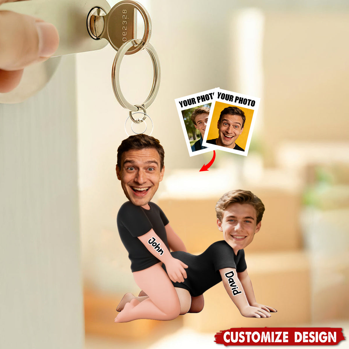 Naughty Personalized Gay Couple Photo Keychain - Gifts For Couple