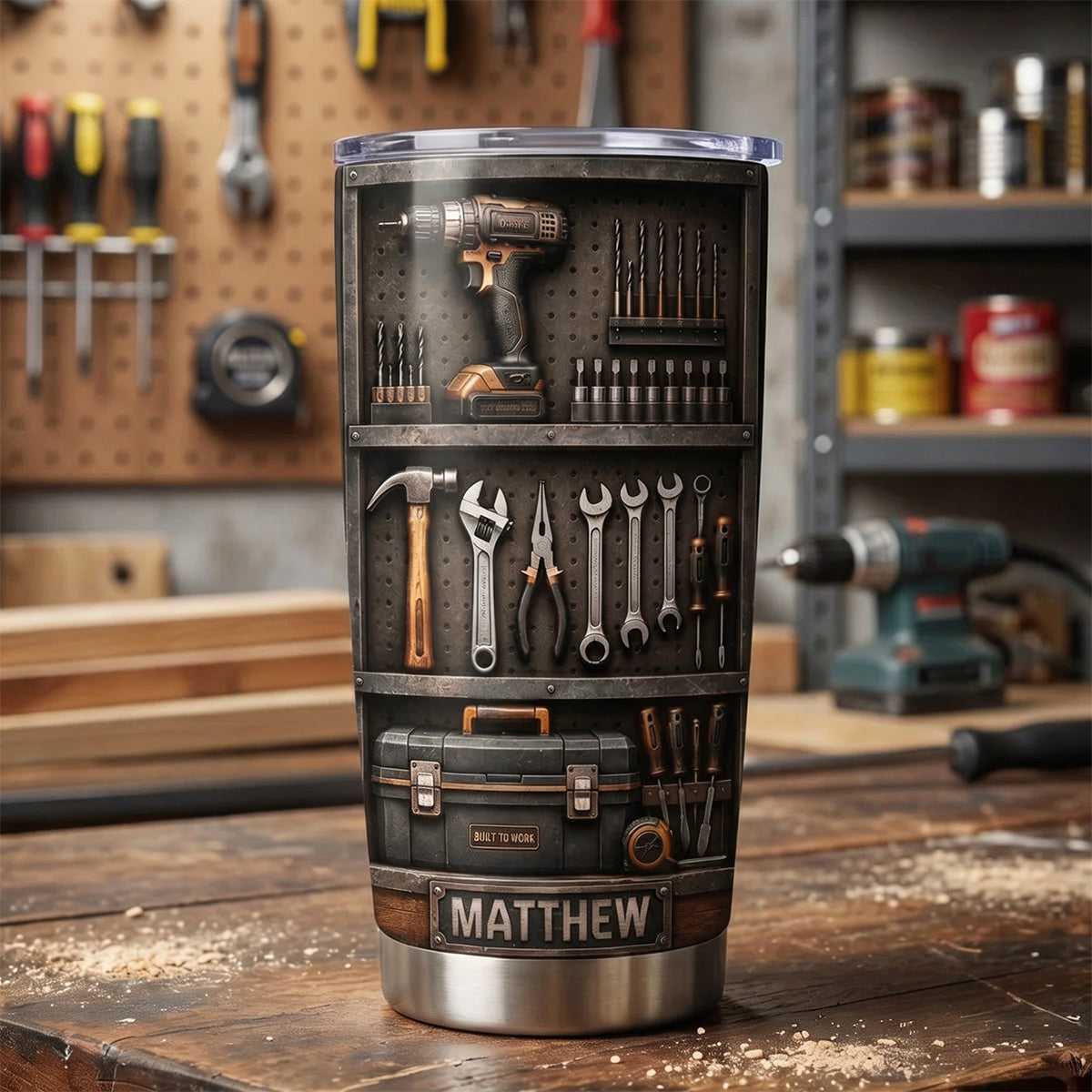 Hard Work Never Stops - Personalized Handyman Tumbler