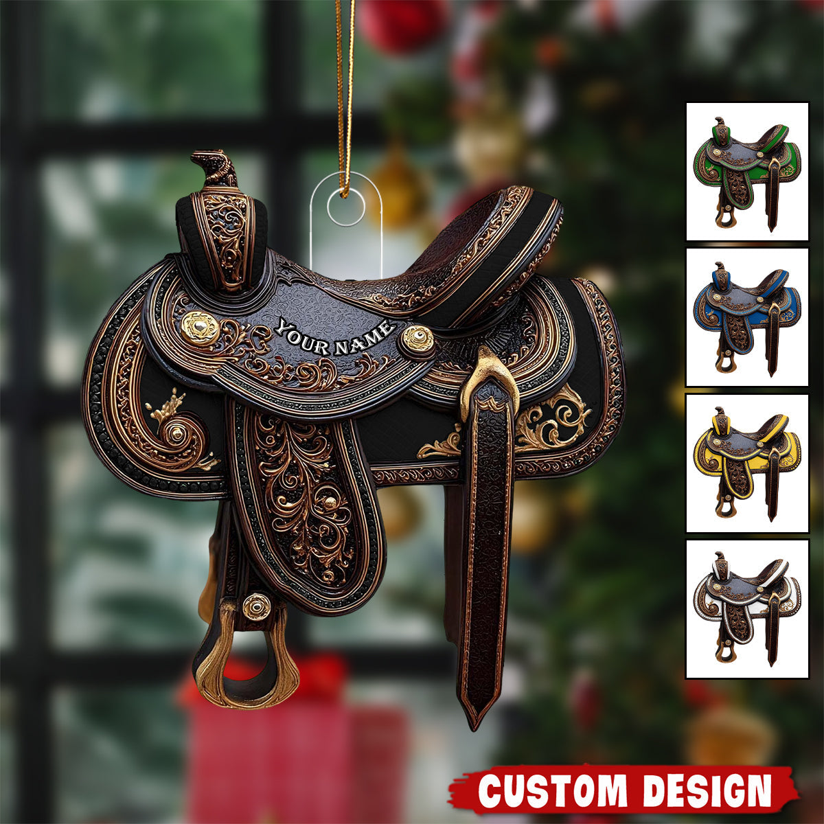 Personalized Western Saddle Ornament - Holiday Gift for Riders