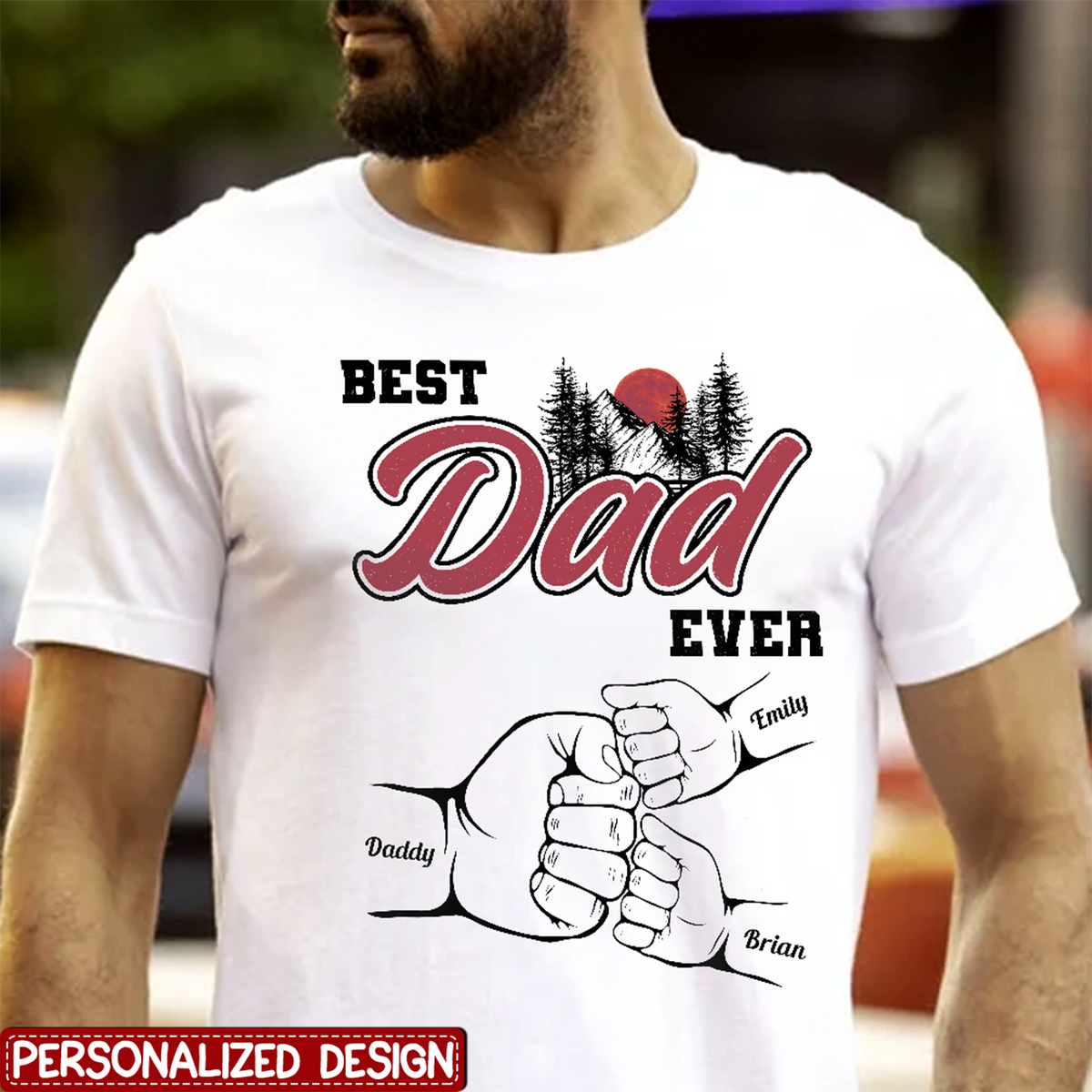 Best Dad Ever Fist Bump Custom Kids&#39; Names - Personalized Shirt