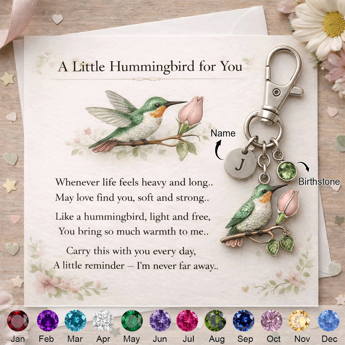 A Little Hummingbird for You keychain - Personalized Filled with Love &amp; Comfort Keychain - Mother’s Day Gift
