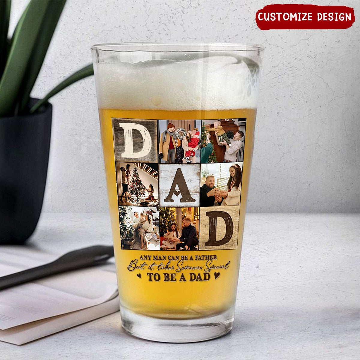 Dad Photo Collage - Personalized Beer Glass - Gifts For Dad, Best Father&#39;s Day Gifts