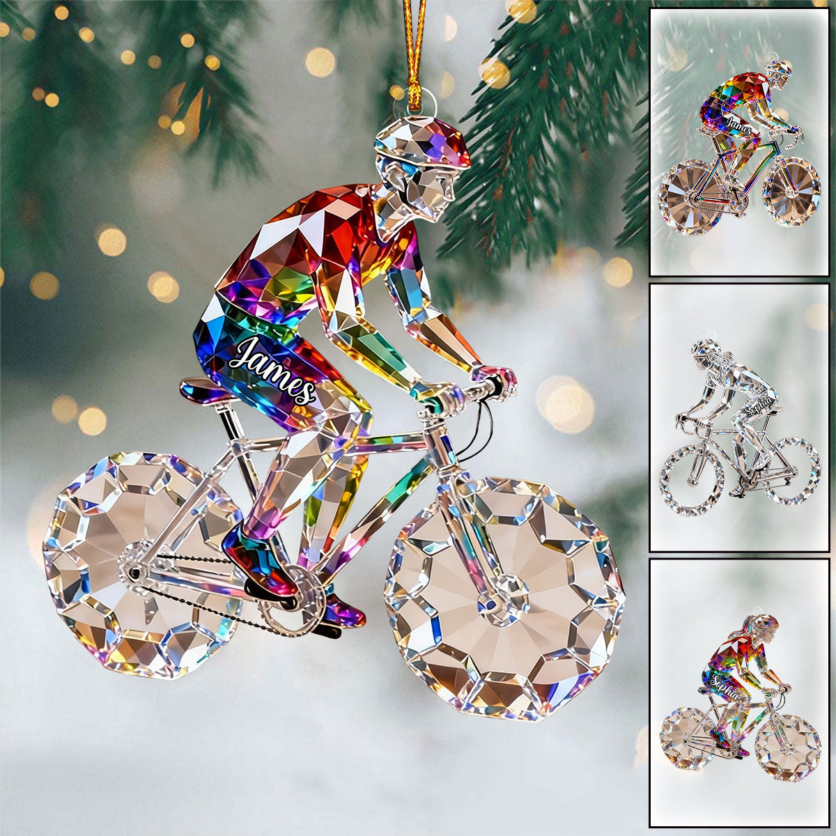 Personalized Bicycle Crystal Christmas Ornament - Gift for Cycling Enthusiast And Cyclist