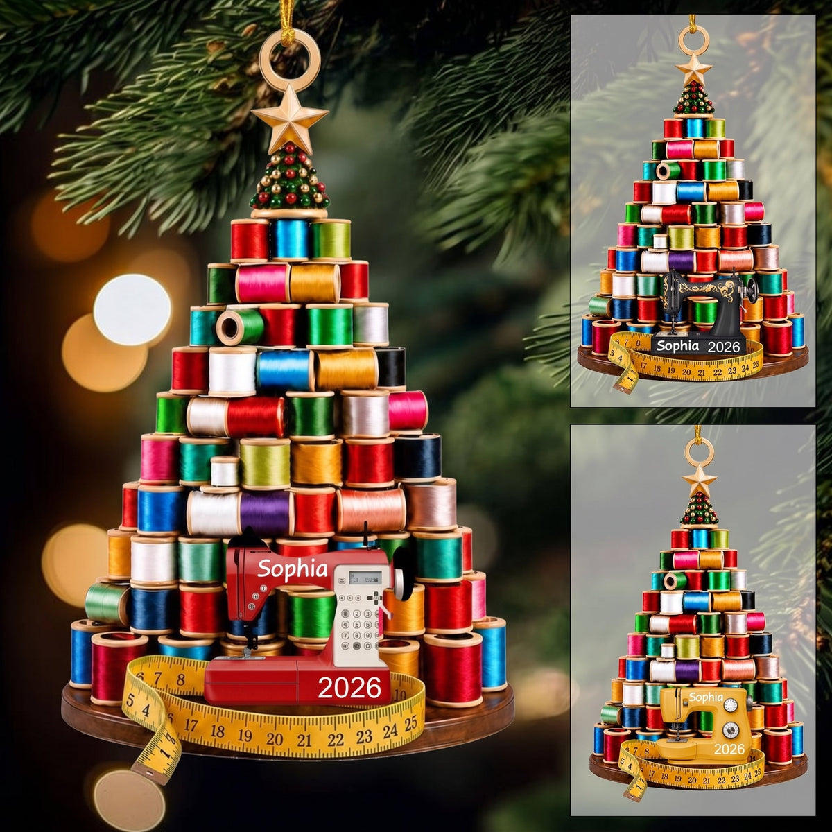 Custom Name &amp; Sewing Machine Christmas Gift For Sewing Lover, Tailor - Personalized Ornament