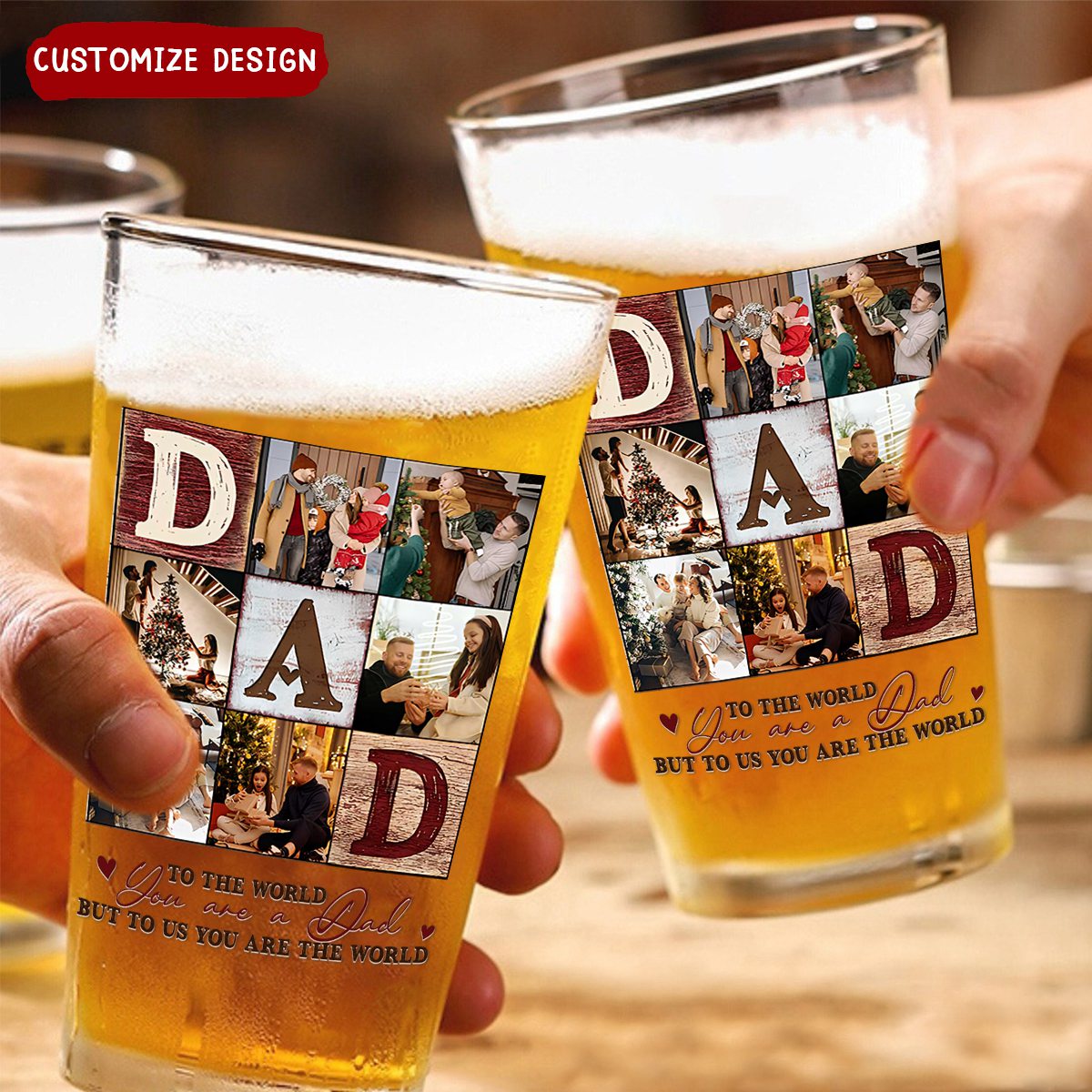 Dad Photo Collage - Personalized Beer Glass - Gifts For Dad, Best Father&#39;s Day Gifts