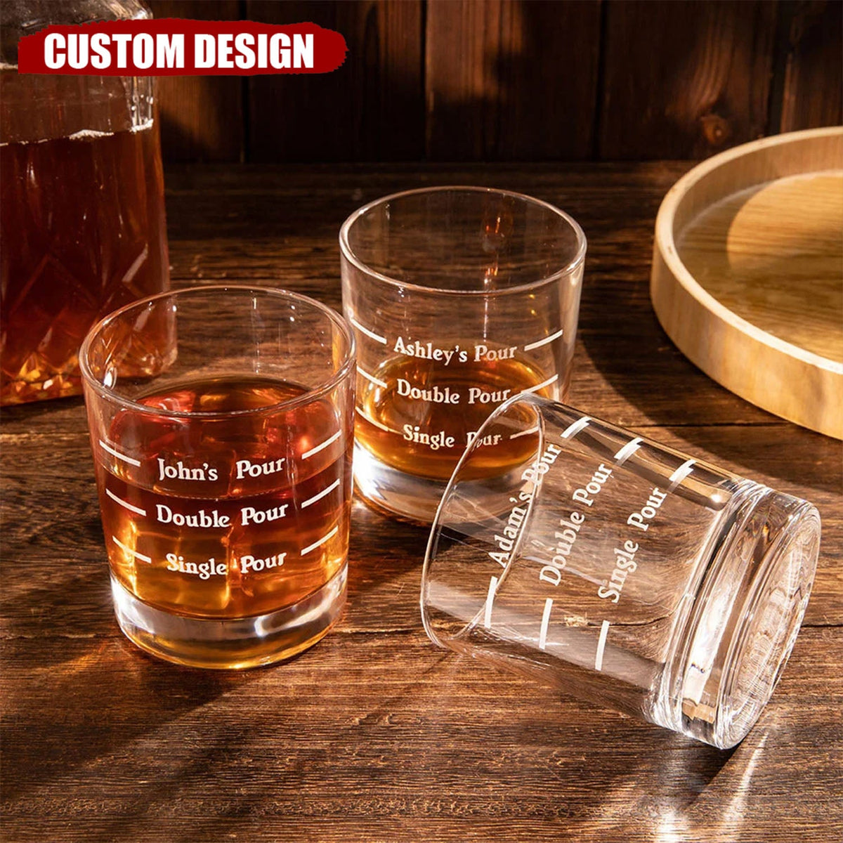 Personalized Pour Line Whiskey Glass - Father&#39;s Day Gift for Dad and Husband