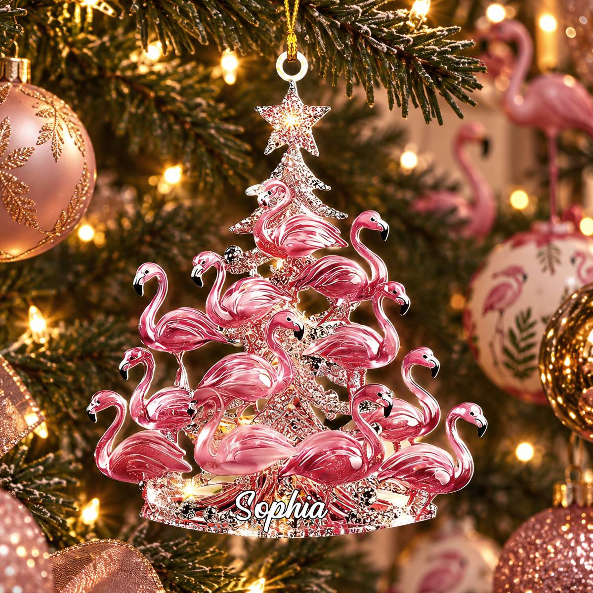 Personalized Flamingo Ornament, Flamingo Lover Gift