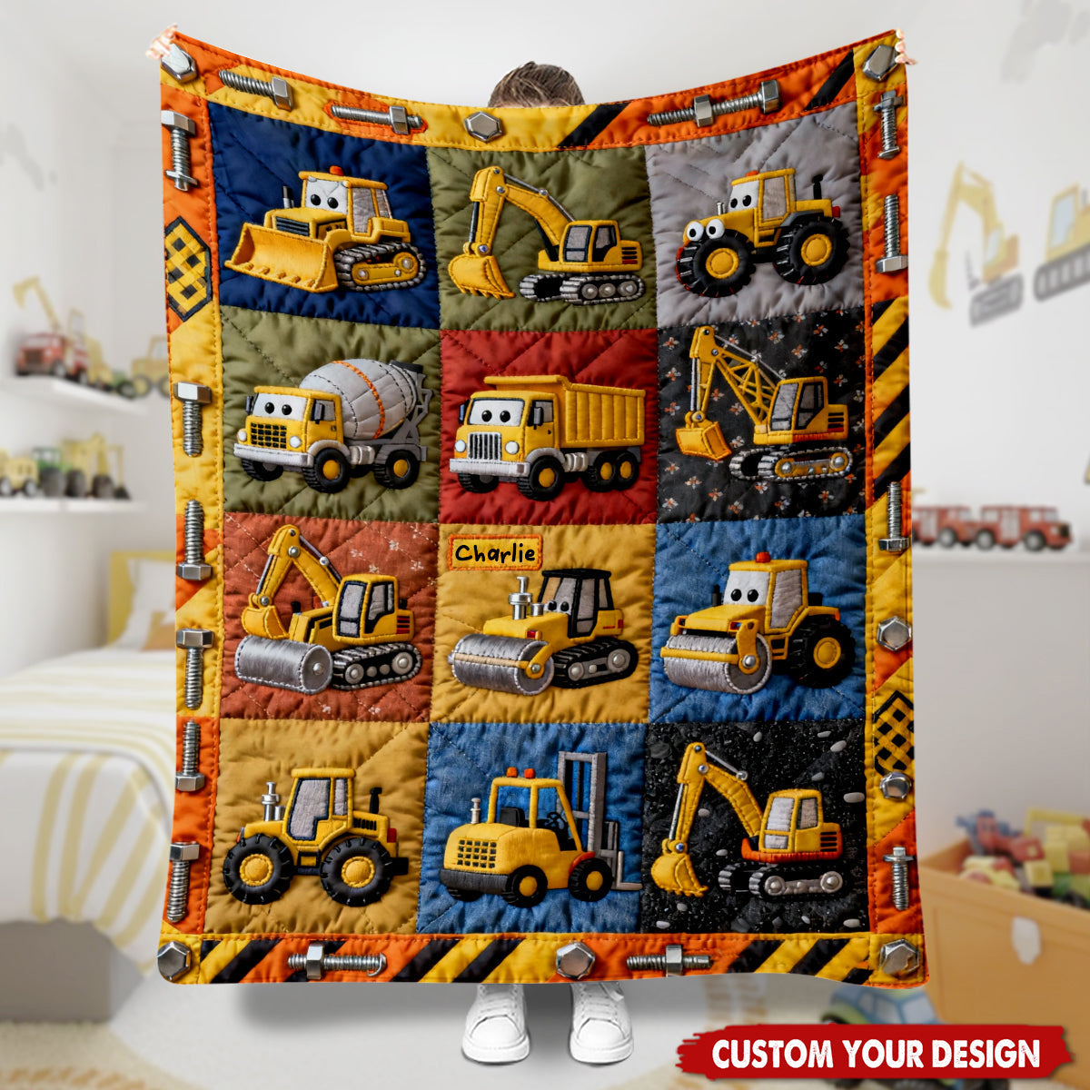 Construction Machines - Personalized Kid Blanket