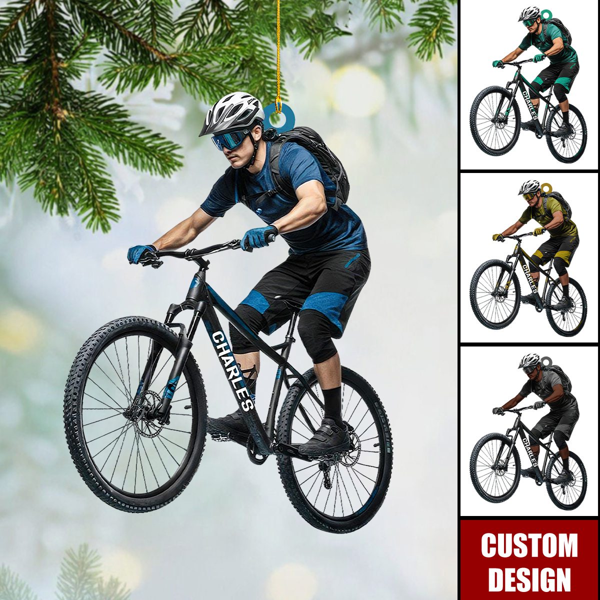 Personalized Mountain Bike Lover Christmas Ornament