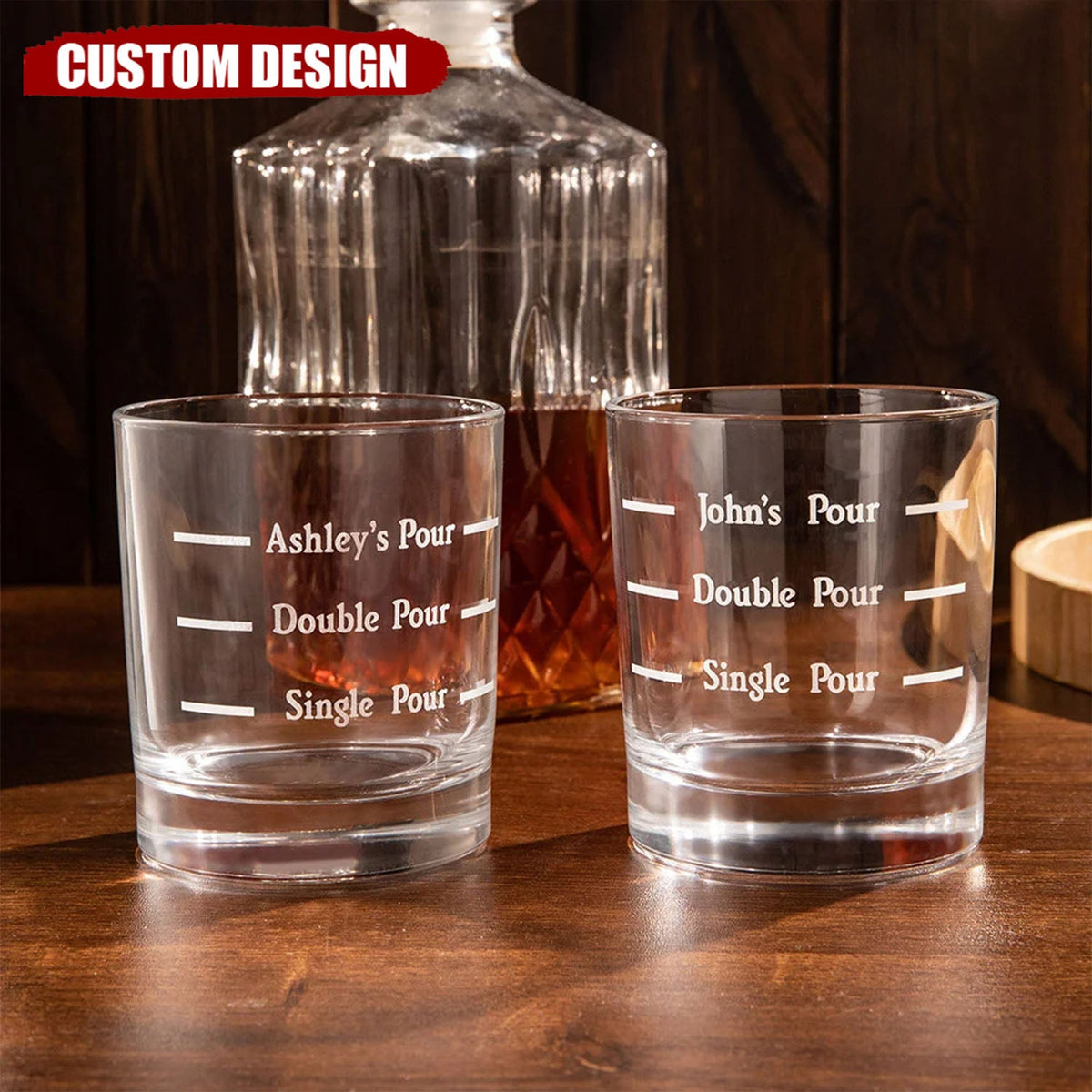 Personalized Pour Line Whiskey Glass - Father&#39;s Day Gift for Dad and Husband