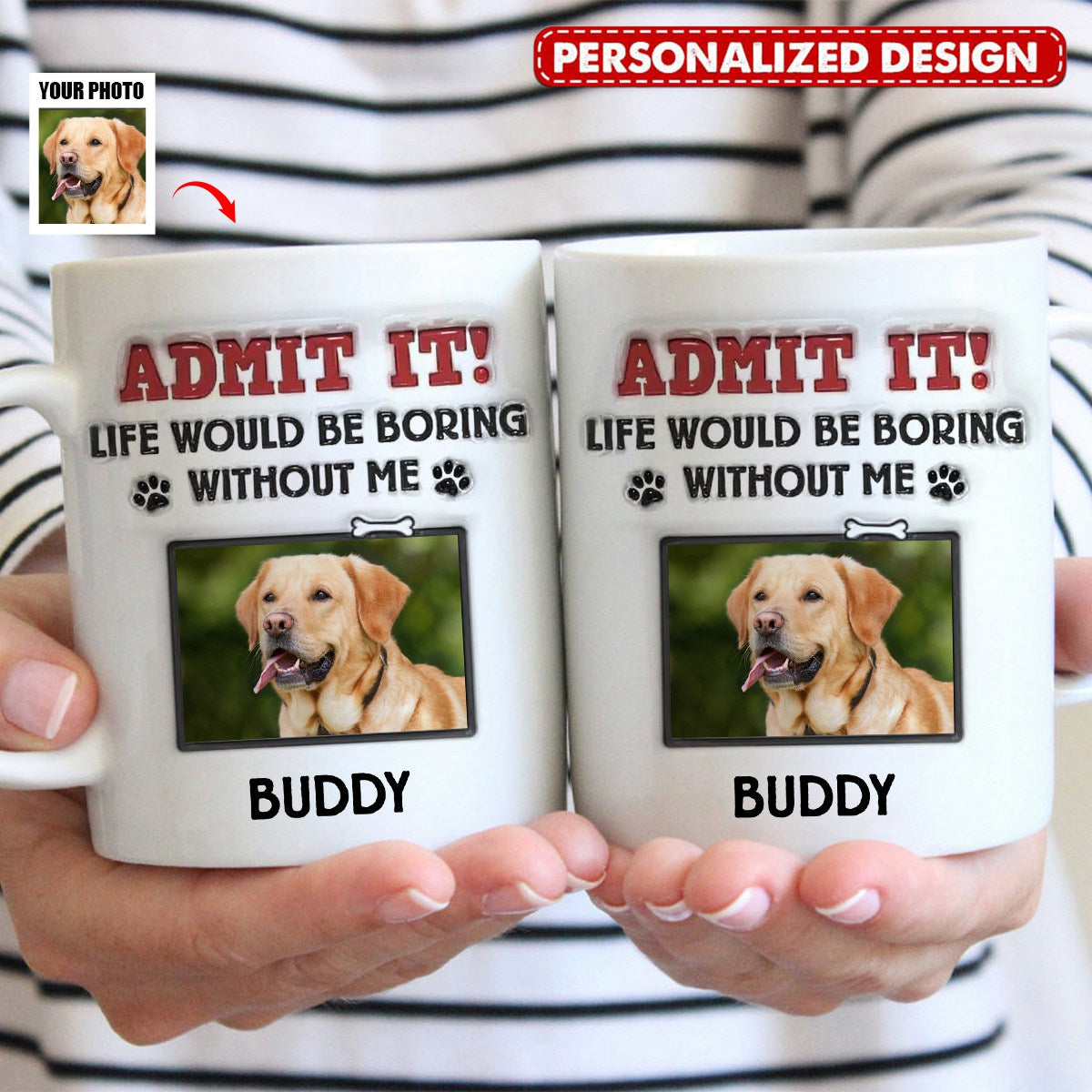 Custom Photo-Dog &amp; Cat Personalized Custom 3D Inflated Effect Printed Mug