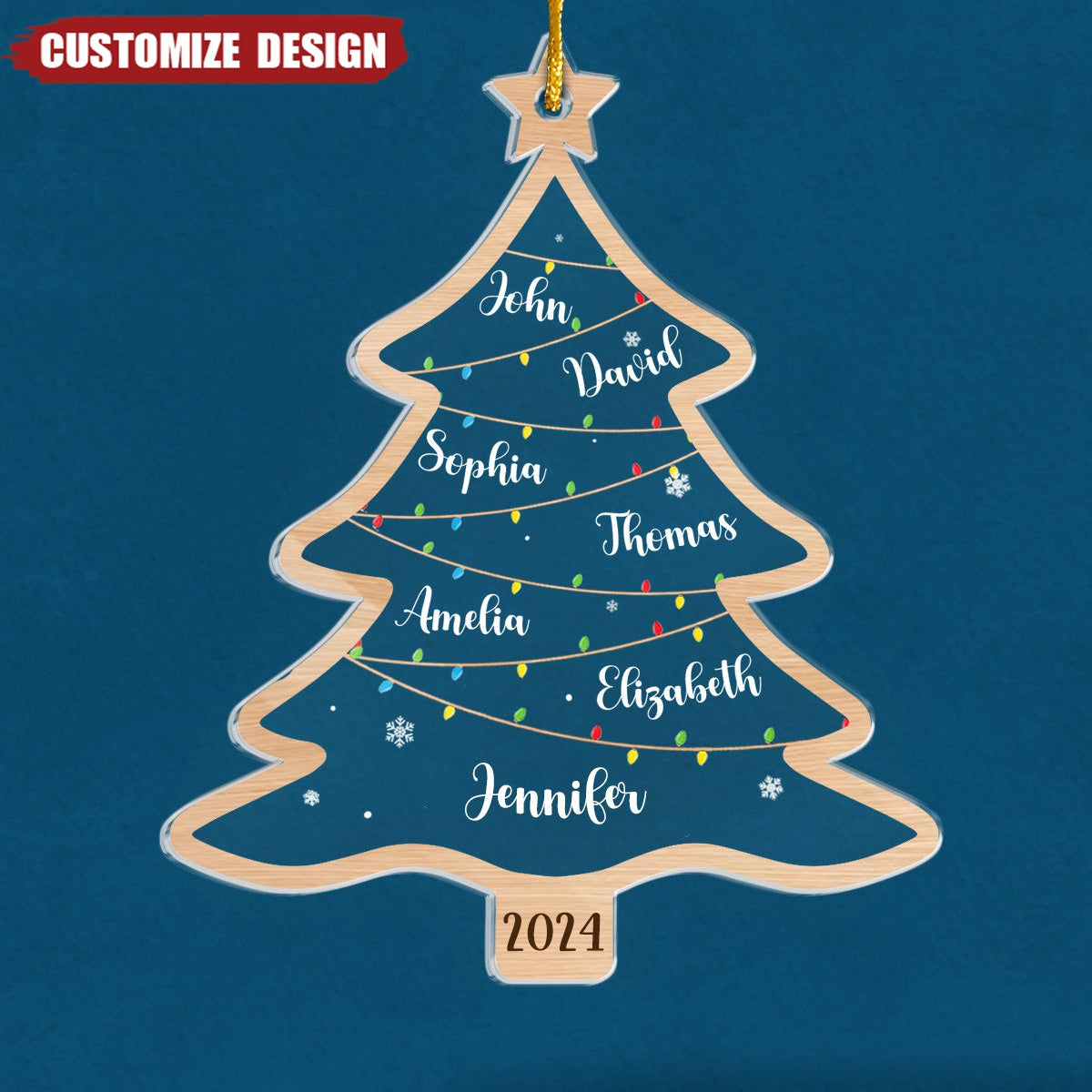 2025 New Release Wish You A Wonderful Christmas - Family Personalized Custom Ornament - Acrylic Custom Shaped - Christmas Gift For Family Members