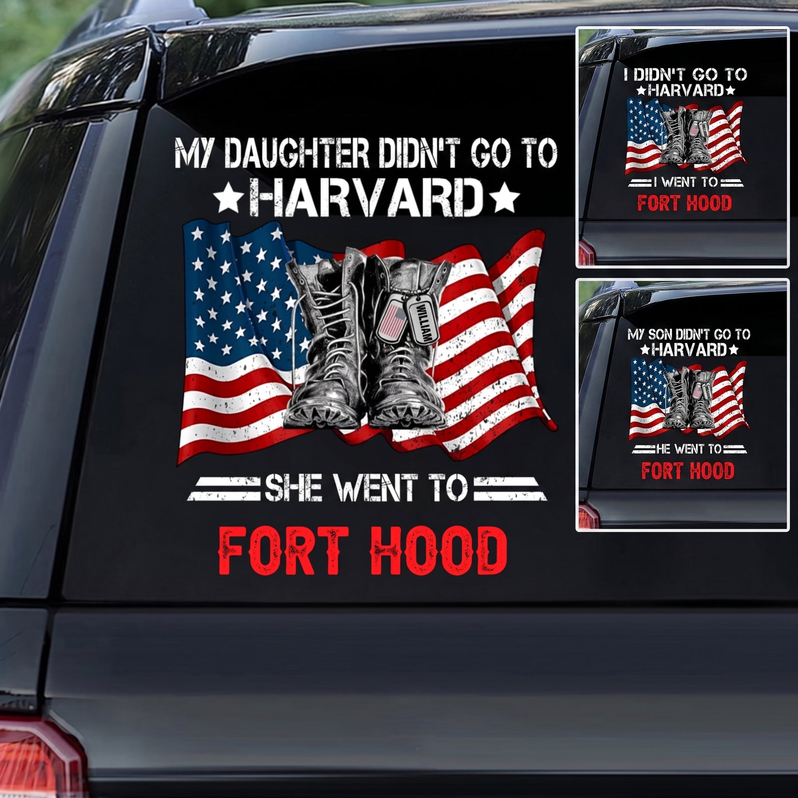 I Didn't Go To Harvard I Went To Custom Military Base Decal - Personalized Military Soldier Car Window Sticker