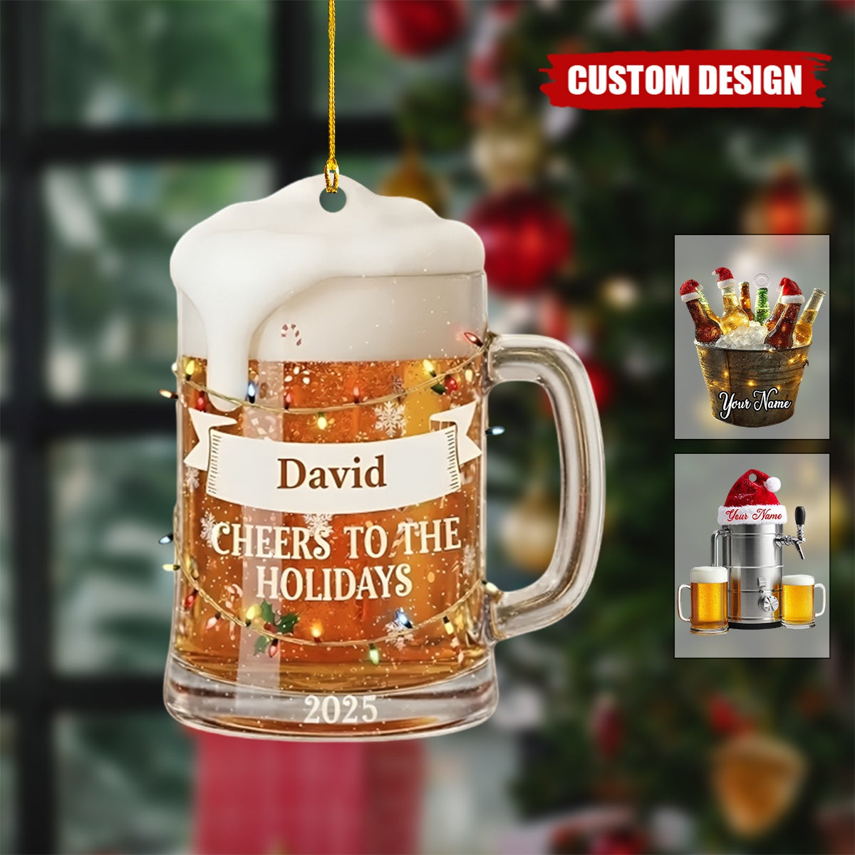 Personalized Beer Mug Bar Christmas Ornament - Unique Holiday  Gift for Beer Lover