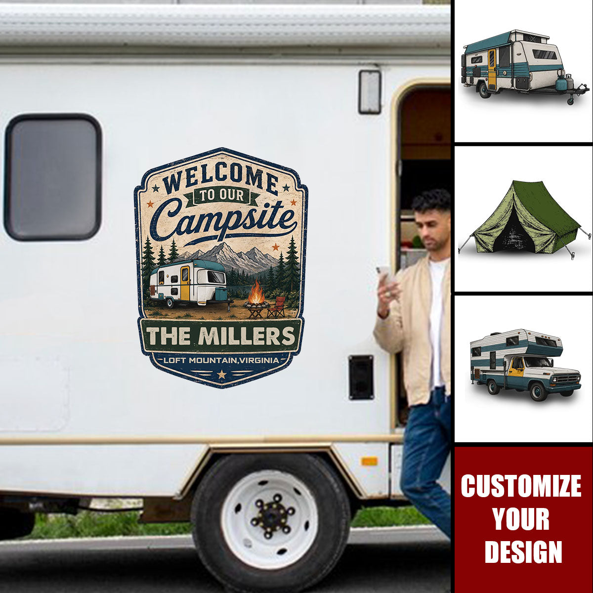 Custom Camper Sticker with Name &amp; Location - Personalized Adventures RV Decal - Sleep Under The Stars