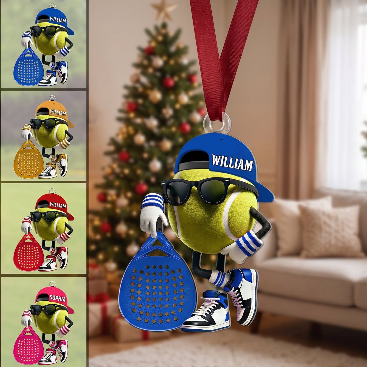Personalized Cute Tennis Mascot Ornament, Gift for Tennis Lover