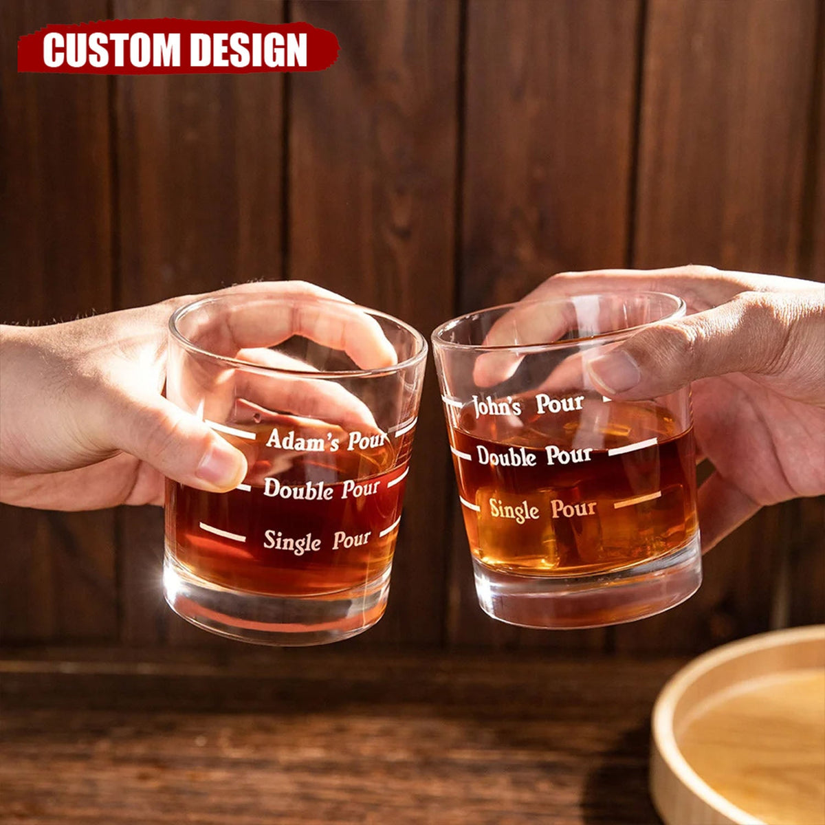 Personalized Pour Line Whiskey Glass - Father&#39;s Day Gift for Dad and Husband