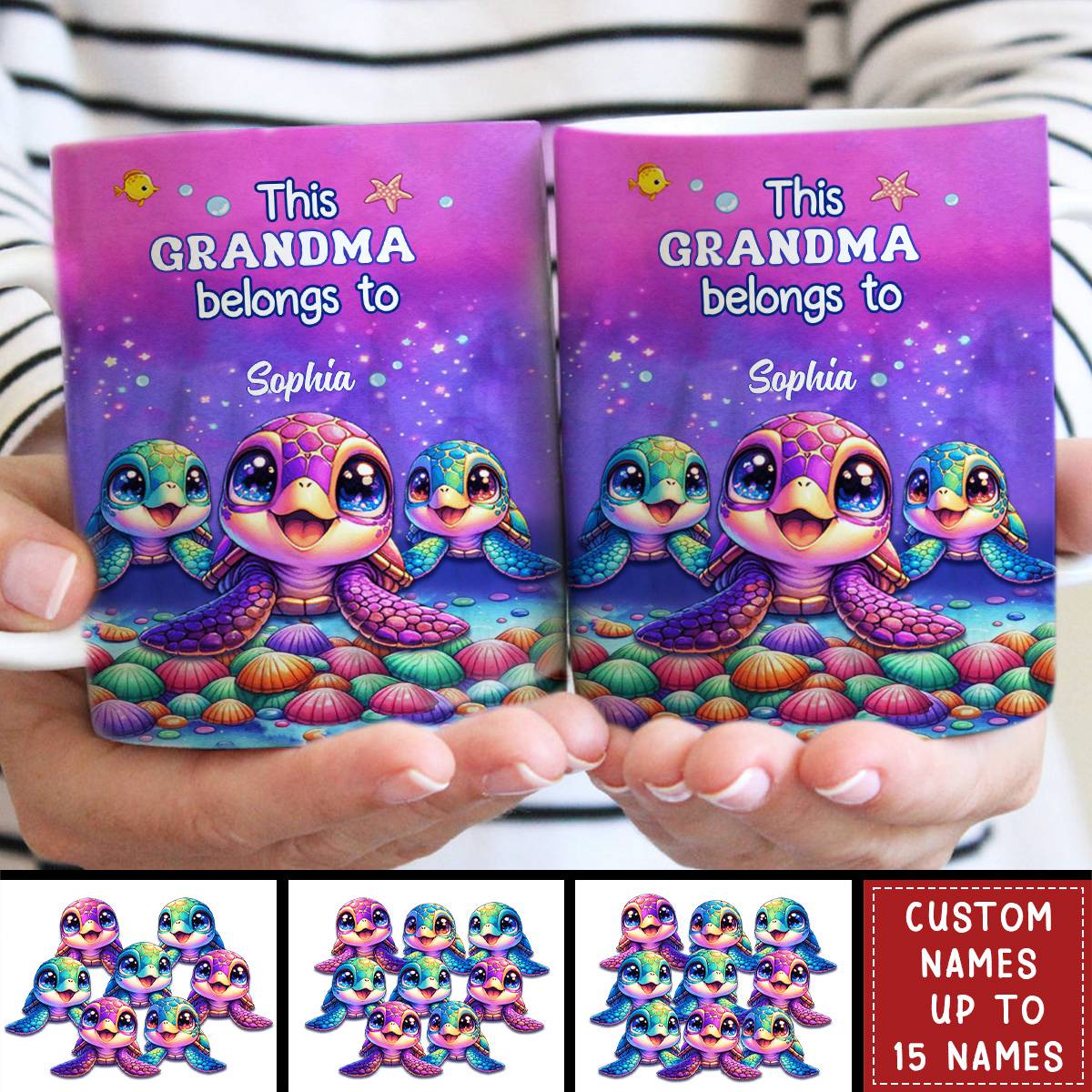 This Grandma belongs to Colorful Turtle Personalized Mug - Gift For Mother&#39;s Day
