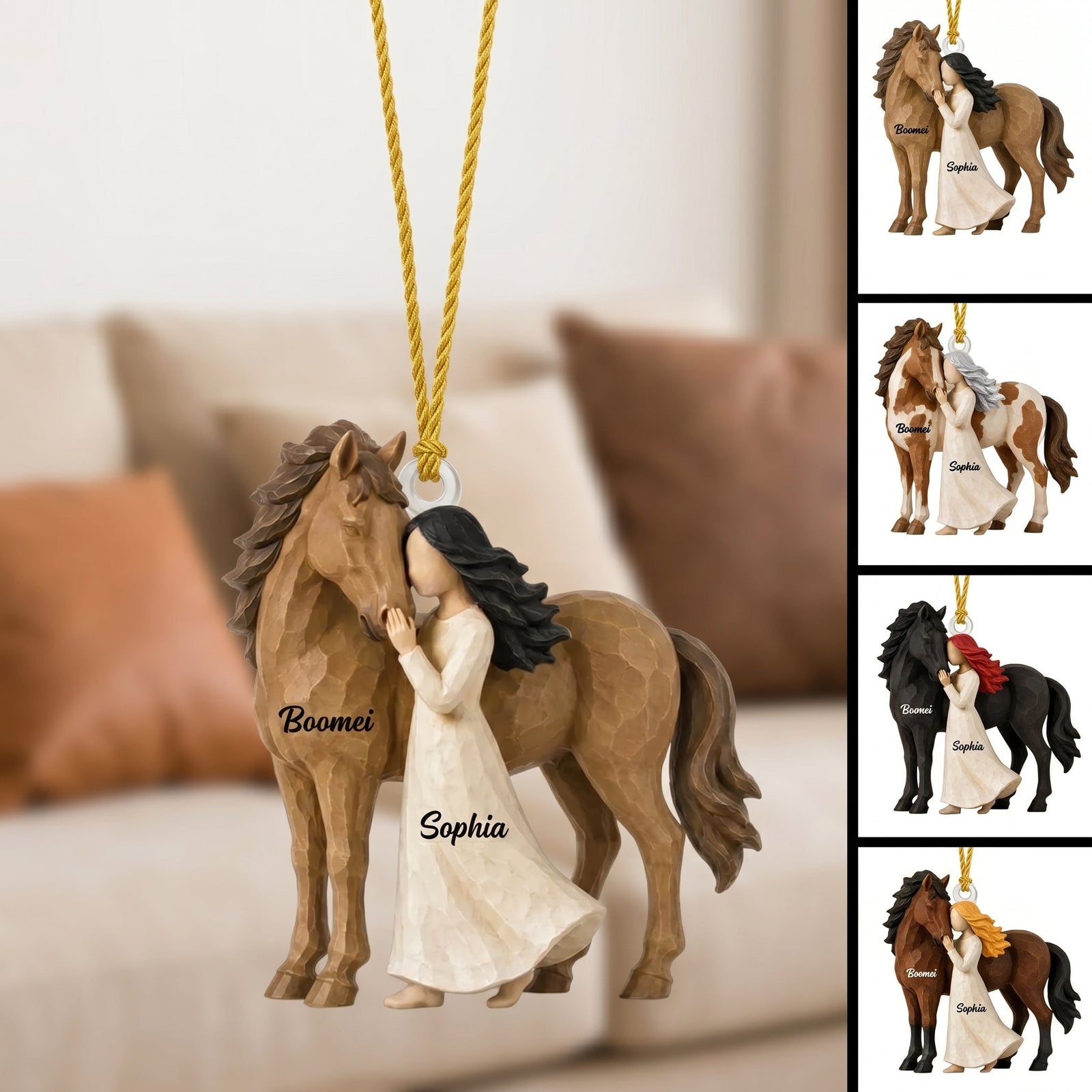 Girl Standing With Horse Personalized Acrylic Ornament - Custom Horse Lover Keepsake Gift
