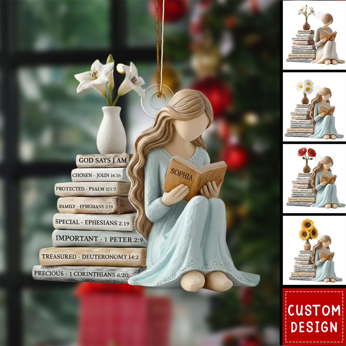 Personalized God Says I Am Christian Ornament with Bible Verse - Gift For Book Lover