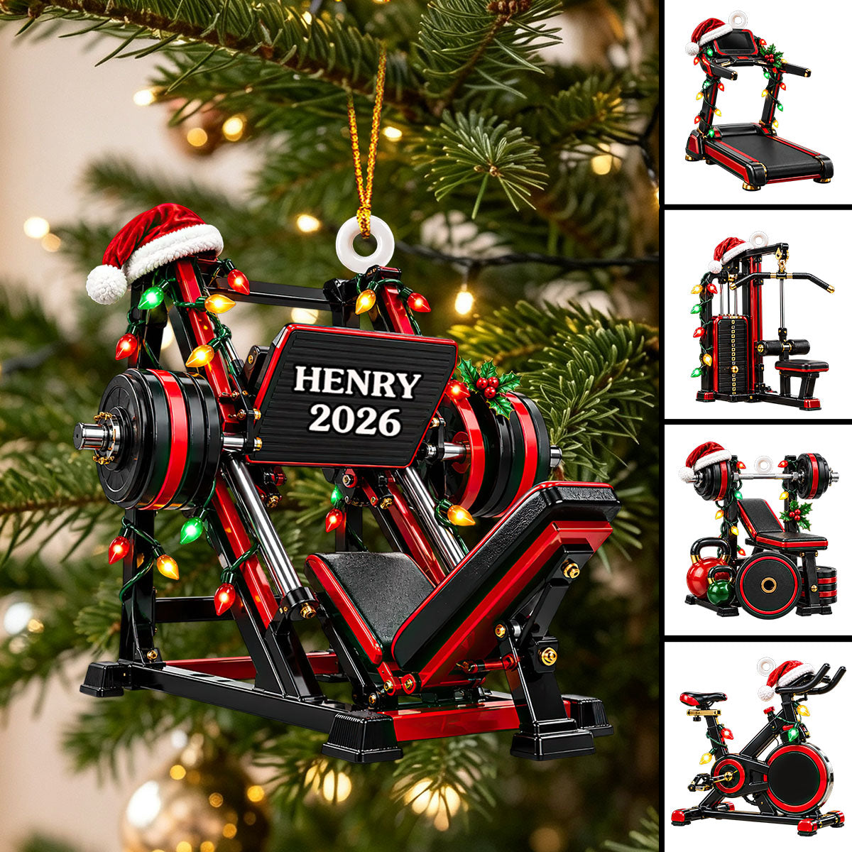 Custom Name Gym Christmas Gifts for Fitness Lovers - Personalized Acrylic Ornament