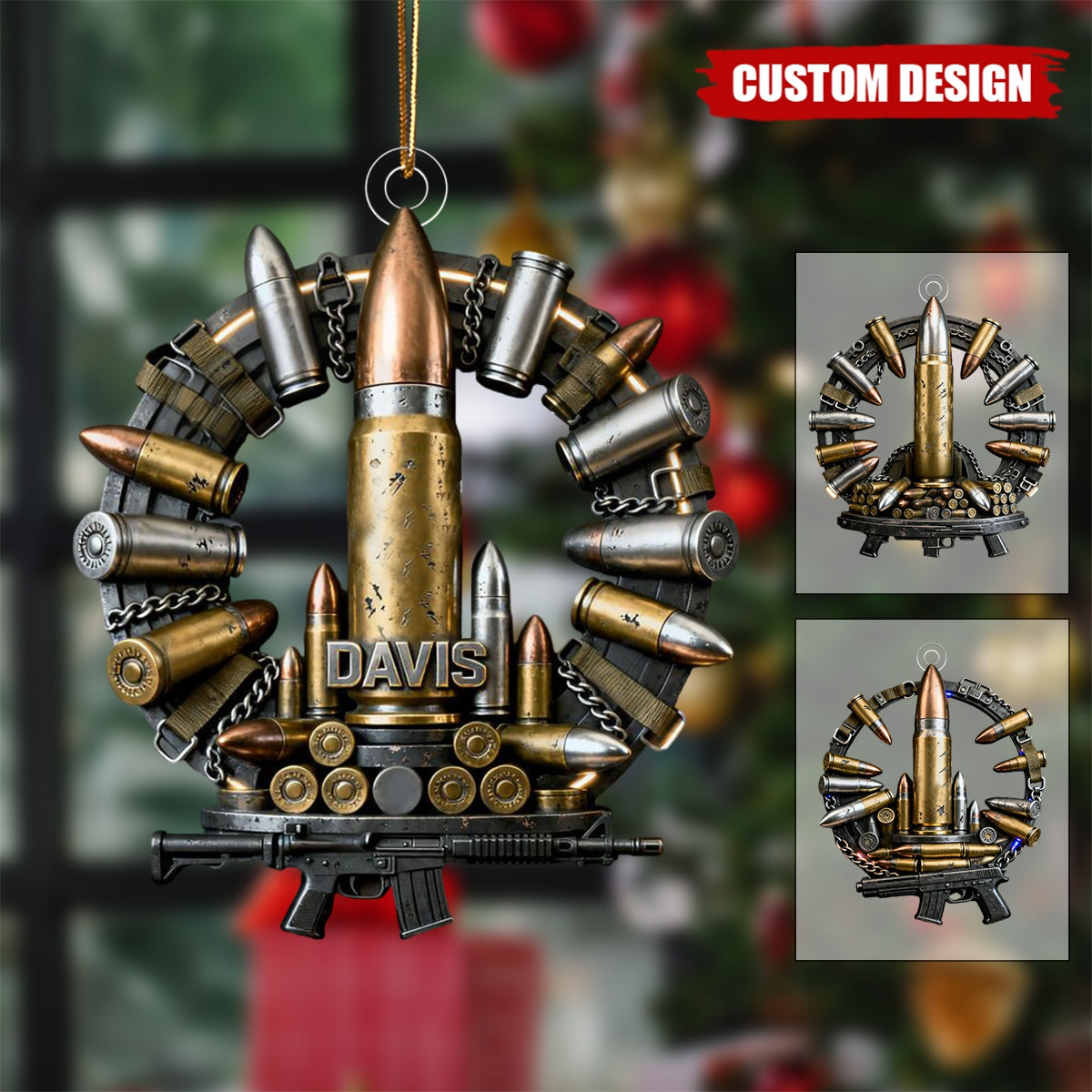 Personalized Gun Bullet Ornament - Gift For Army, Gun Lovers
