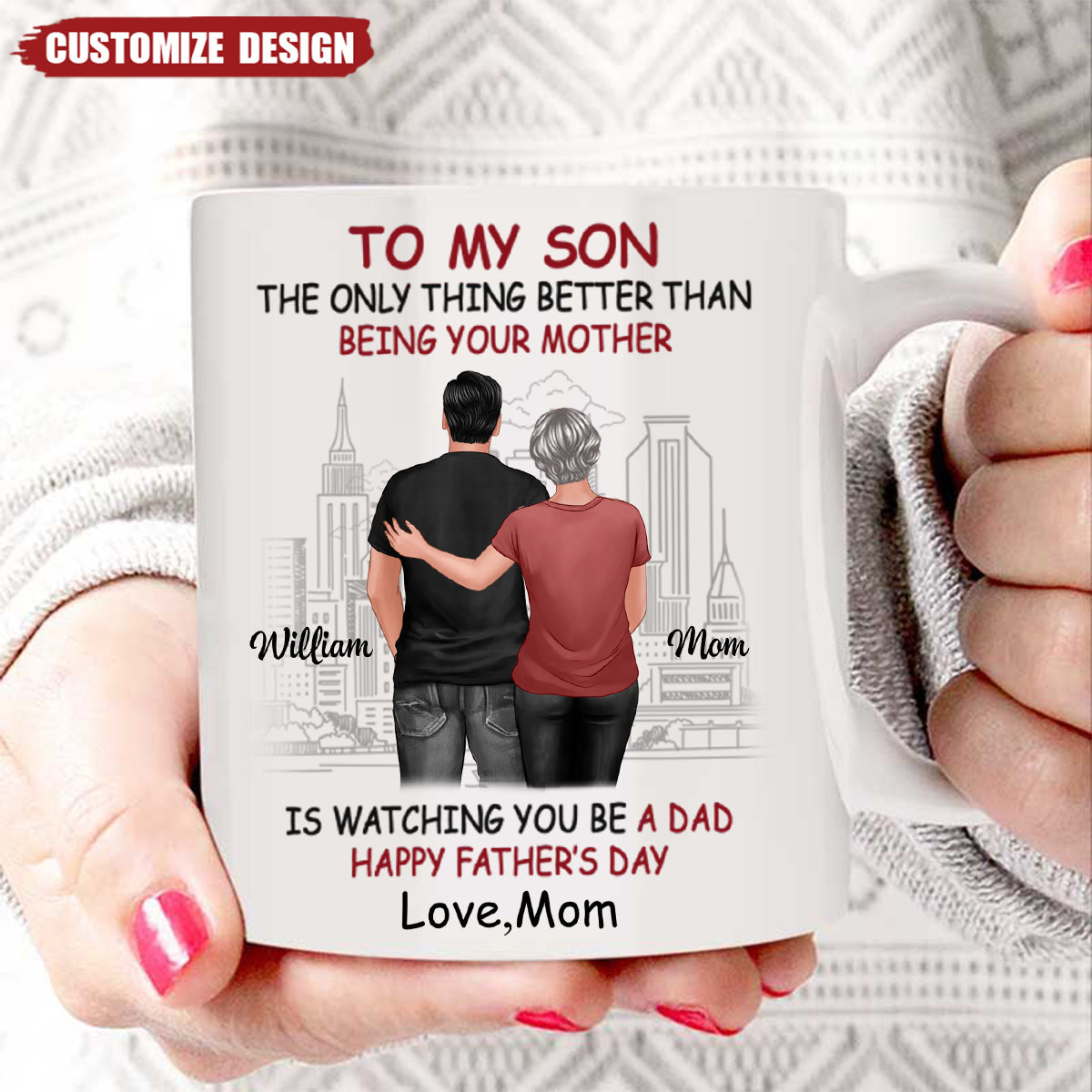 From Mom To Son Happy Father&#39;s Day Personalized Mug