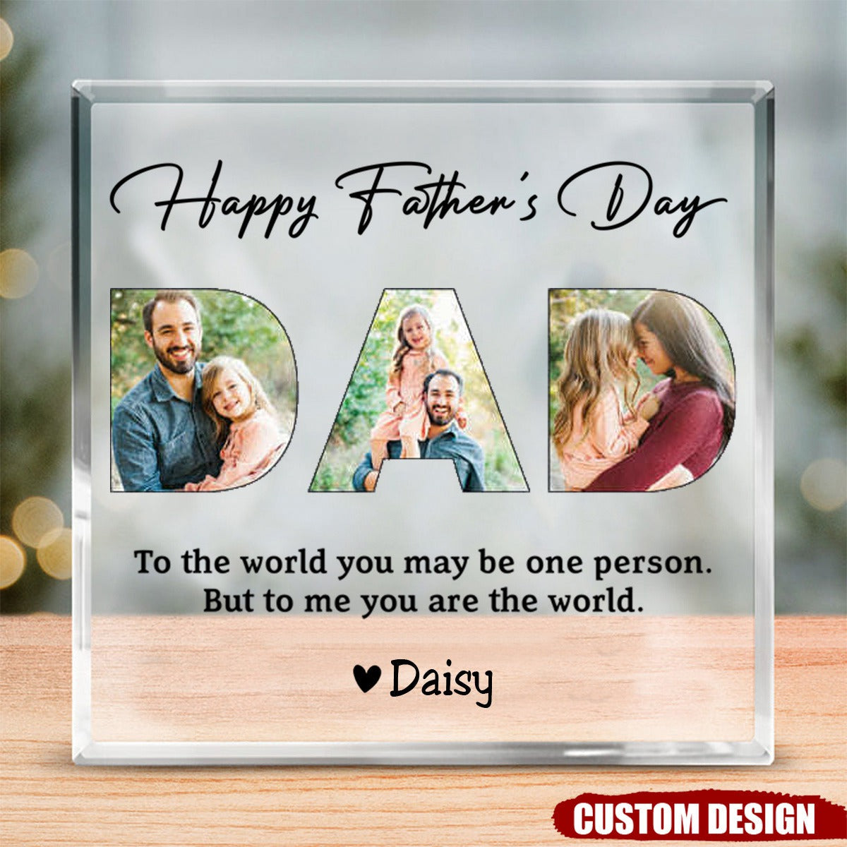 Dad, To Me You Are The World - Personalized Custom Square Shaped Acrylic Plaque - Gift For Dad, Father&#39;s Day Gift