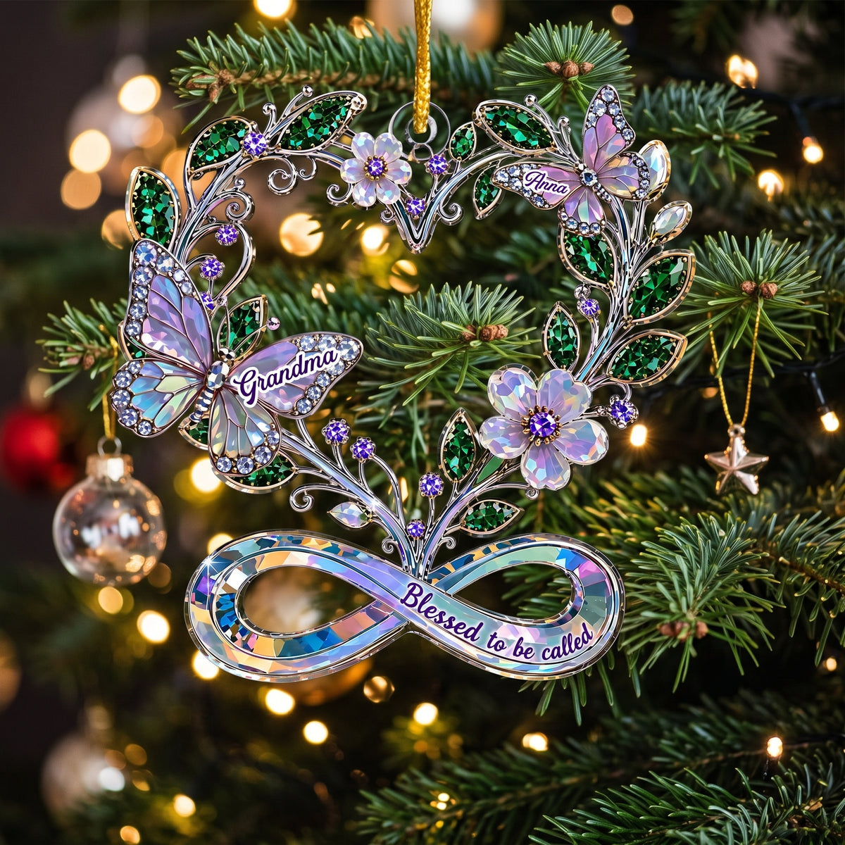 Stunning Butterflies Blessed To Be Called Grandma - Personalized Acrylic Ornament