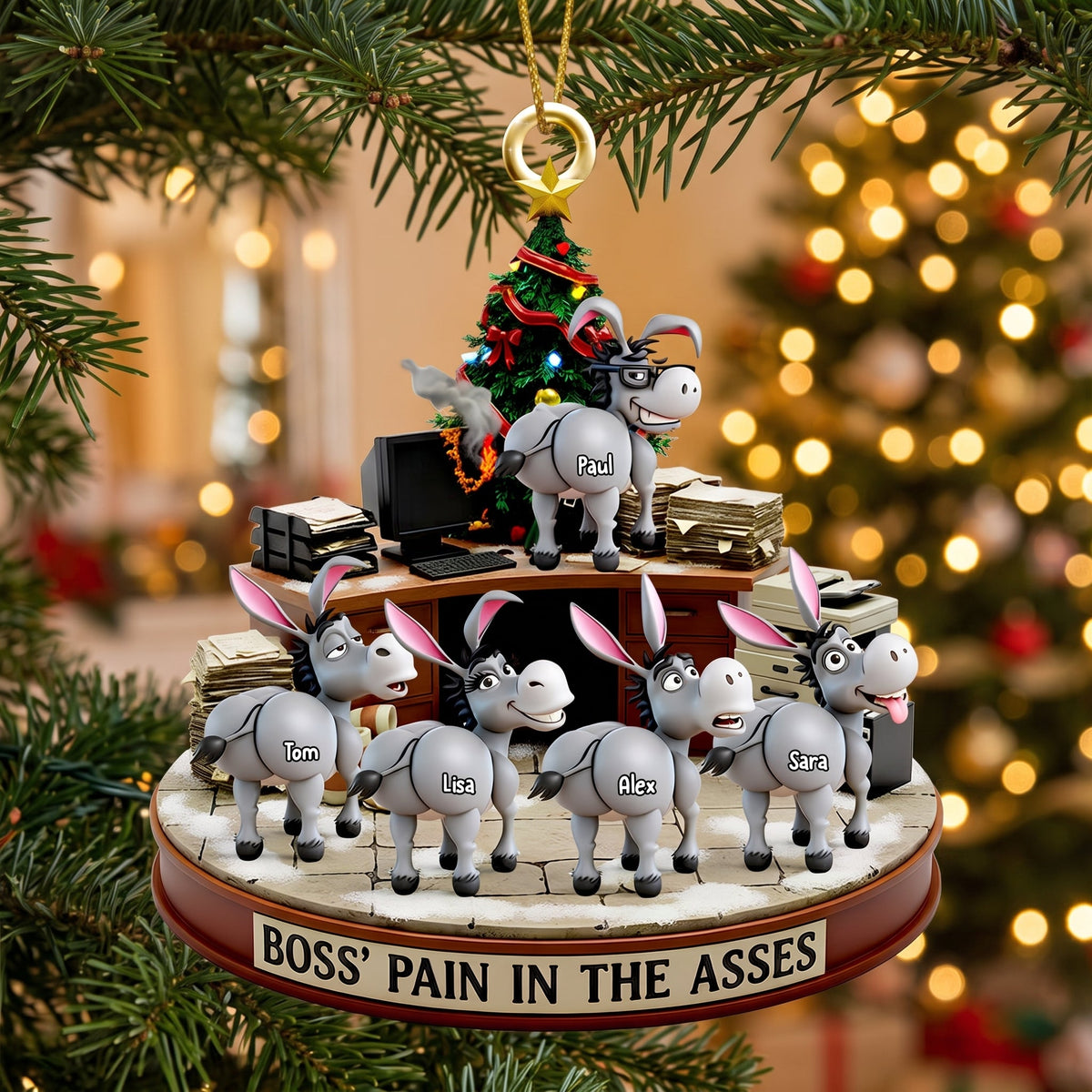 Fun Donkey Coworkers Ornament, Personalized Gifts For Boss