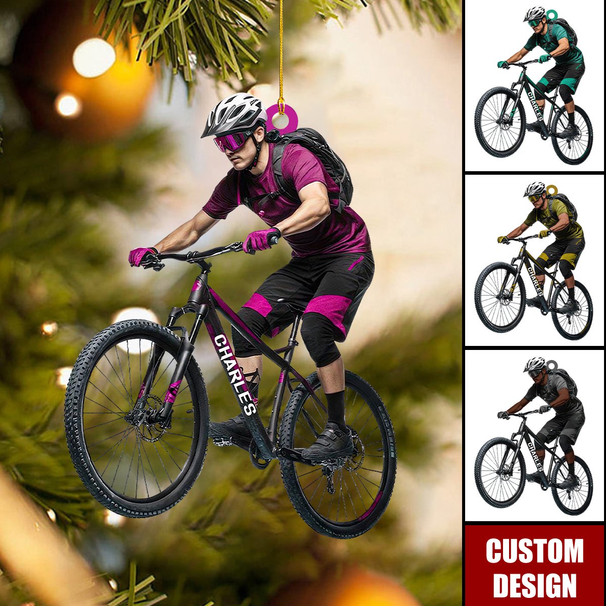 Personalized Mountain Bike Lover Christmas Ornament