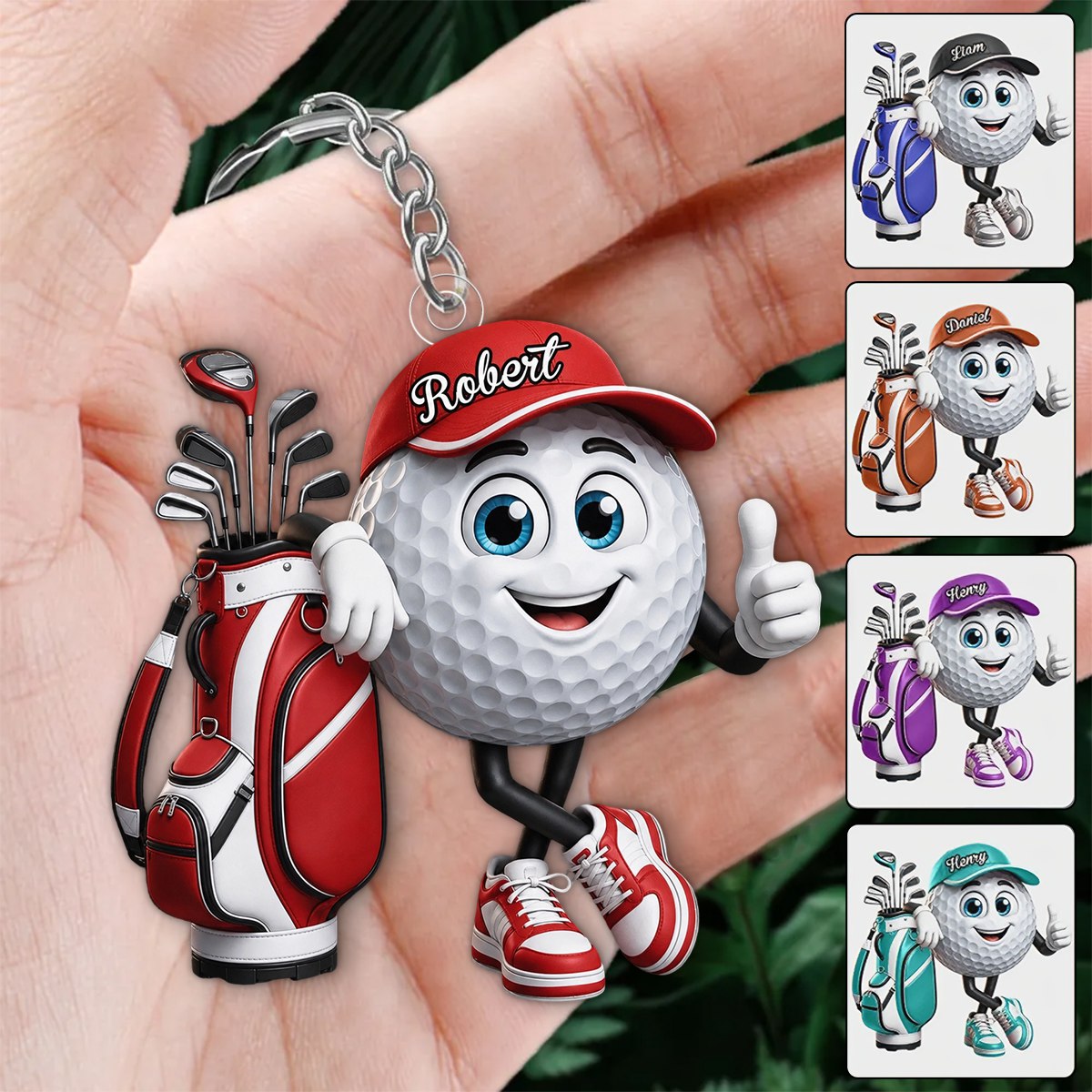 Personalized Cute Golf Shaped Mascot Keychain - Personalized Birthday Gifts For Golf Lovers, Sports Fans, Sports Lovers - Swing With Confidence