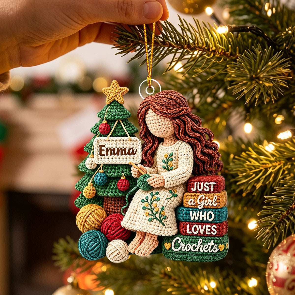 Custom Yarn Acrylic Ornament - Personalized Christmas Birthday Gifts For Crochet Knitting Lovers