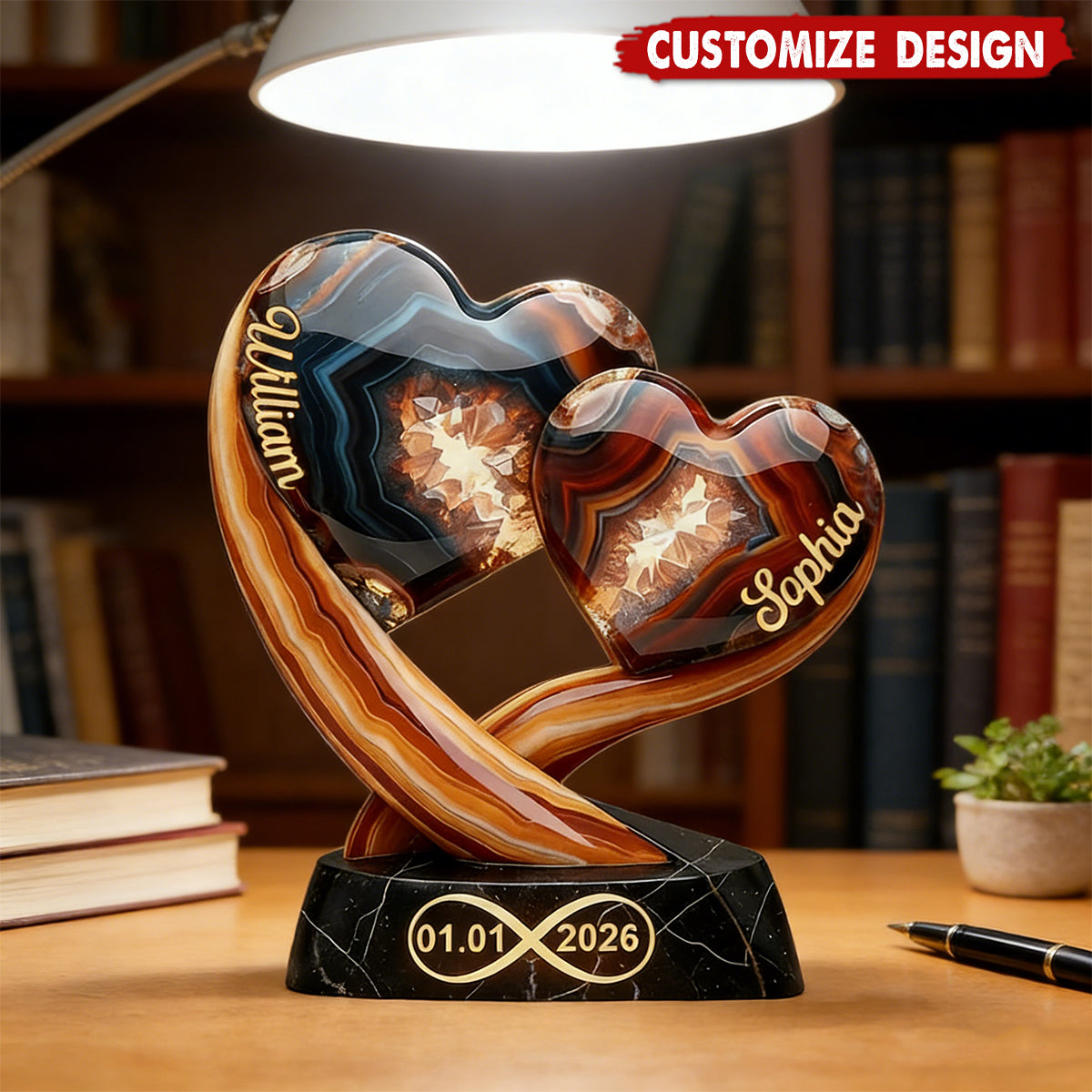 Together Forever - Personalized Two Heart Couple Plaque