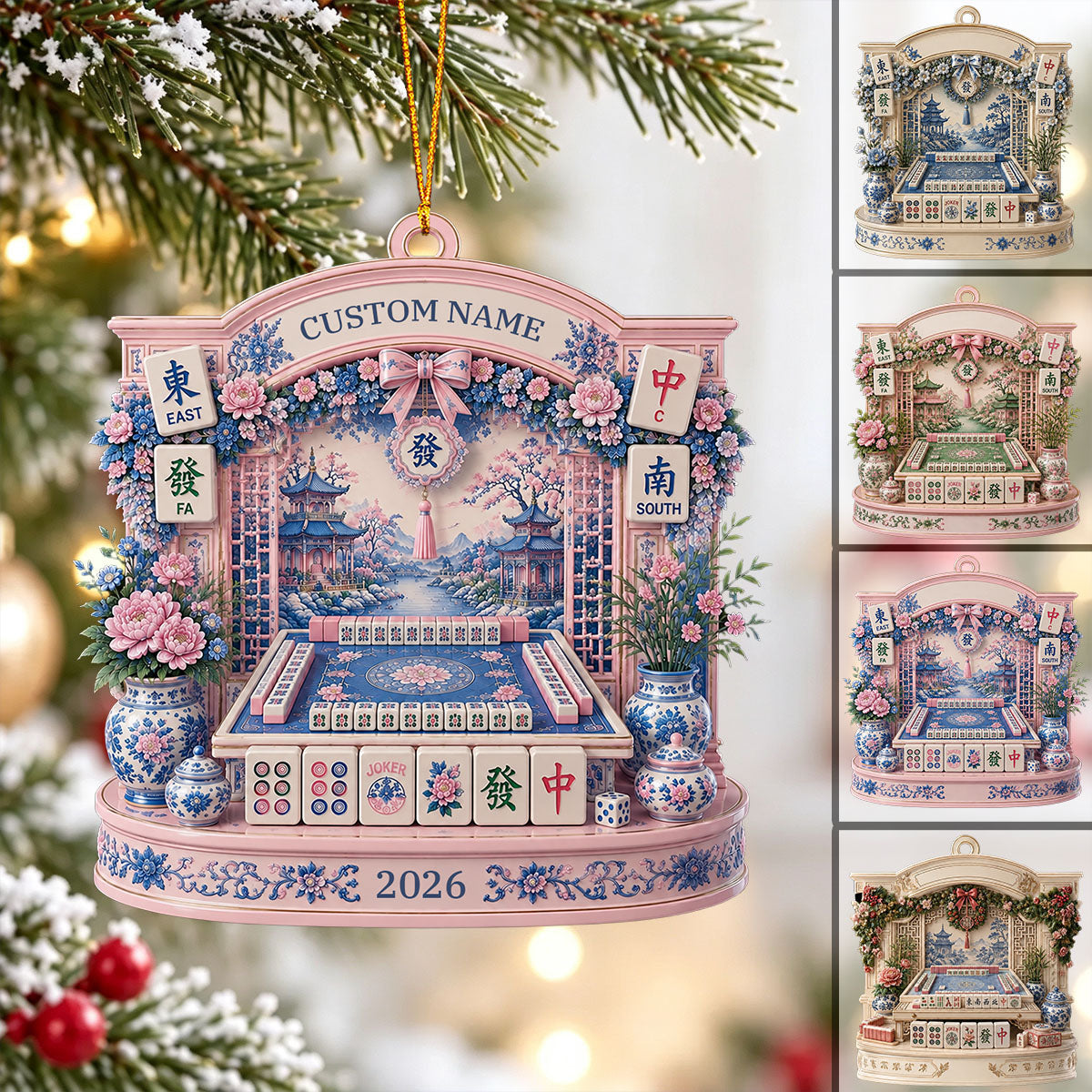 American Mahjong Christmas Ornament,  Personalized Mahjong Lover Gift