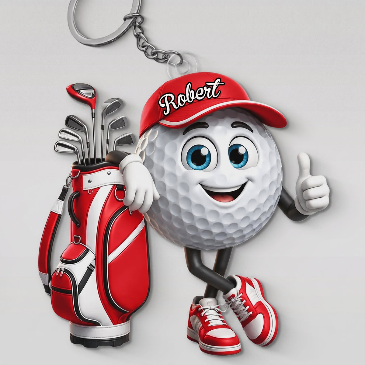 Personalized Cute Golf Shaped Mascot Keychain - Personalized Birthday Gifts For Golf Lovers, Sports Fans, Sports Lovers - Swing With Confidence
