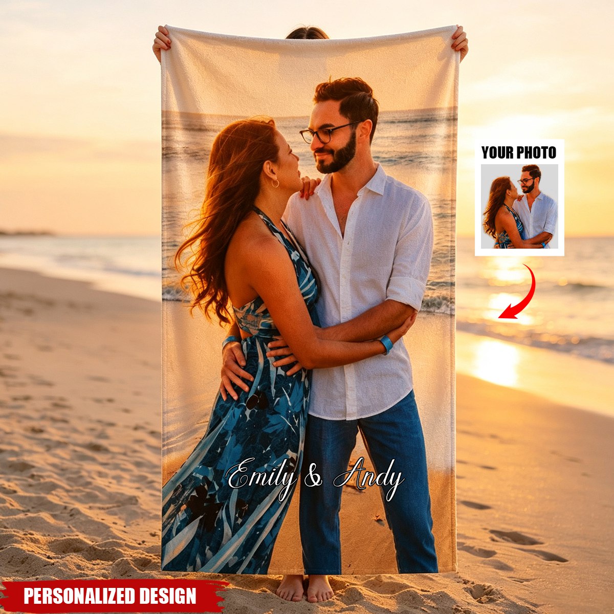 Custom Photo Beach Towel, Personalized Microfiber Travel Towel