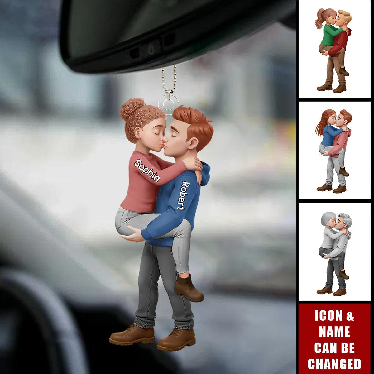 Personalized Romantic Kissing Couple Ornament - Anniversary Wedding Gifts For Husband And Wife, Him And Her